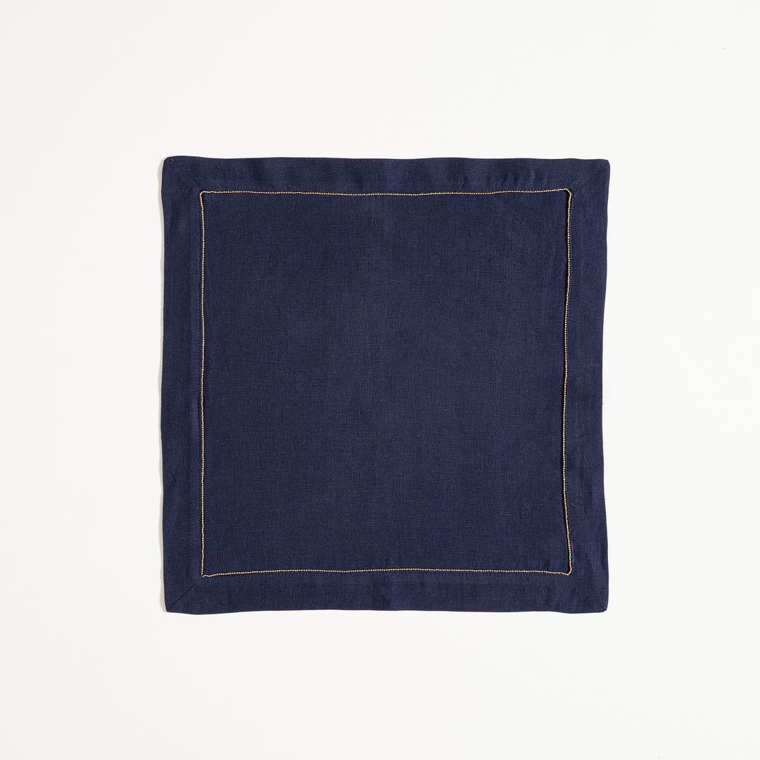 Nilüfer Zincir Kenarlı Keten %100 Keten Peçete 40x40 Cm Lacivert