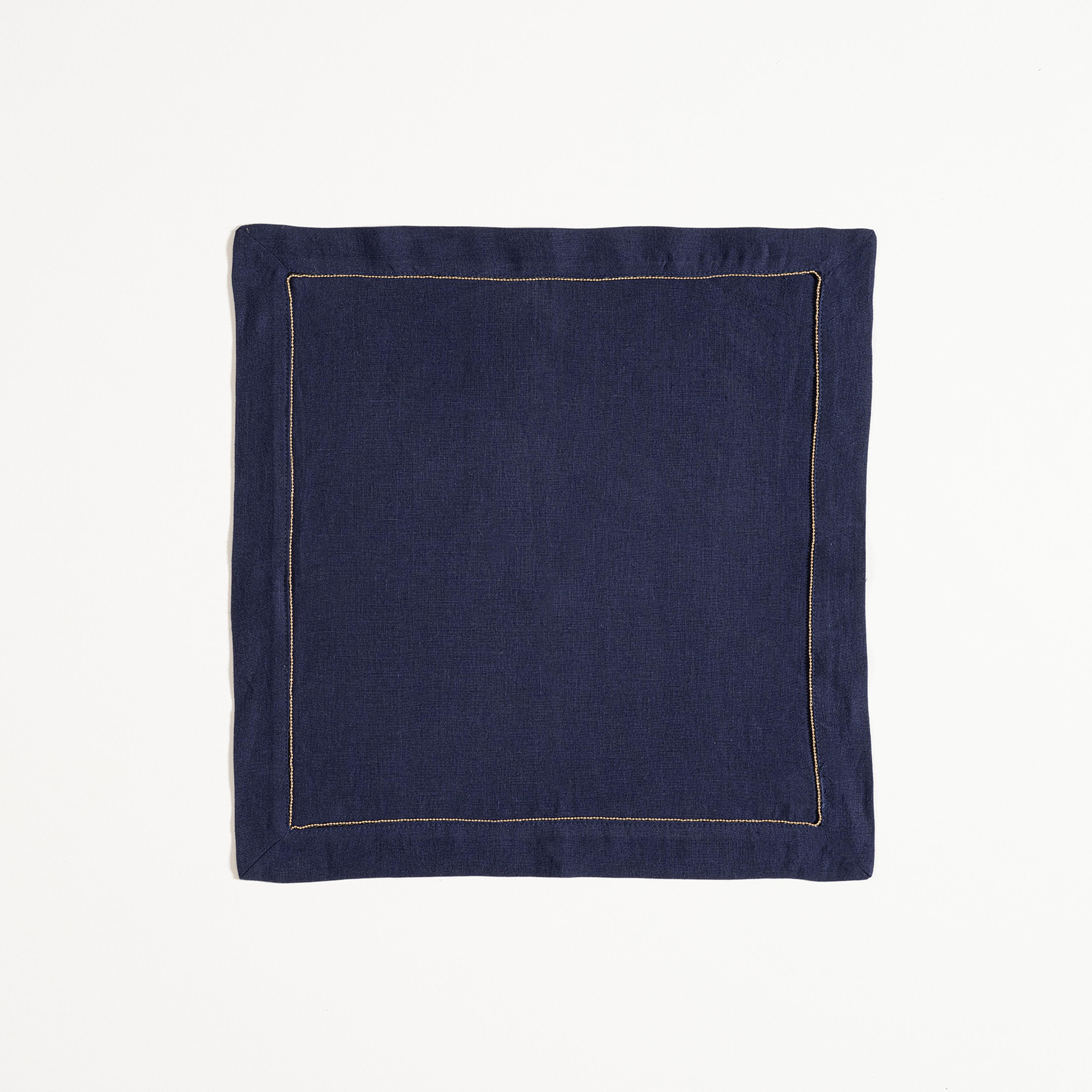 Nilüfer Zincir Kenarlı Keten %100 Keten Peçete 40x40 Cm Lacivert