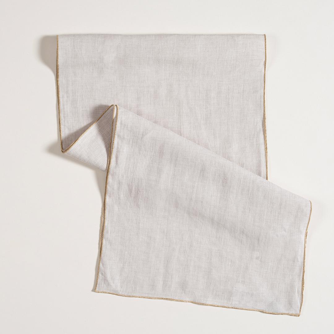 Nilüfer Overloklu Keten %100 Keten Runner 40x150 Cm Bej