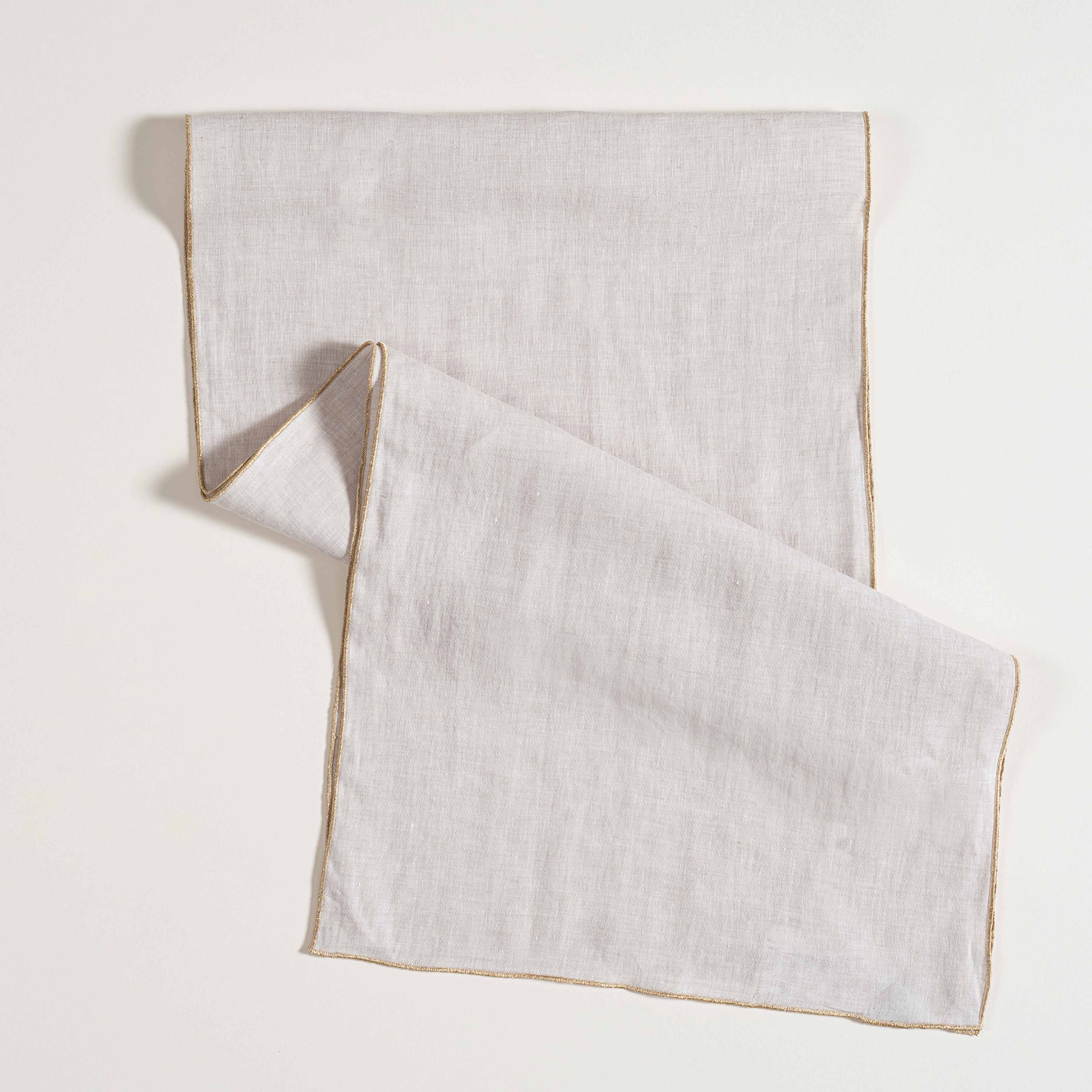 Nilüfer Overloklu Keten %100 Keten Runner 40x150 Cm Bej