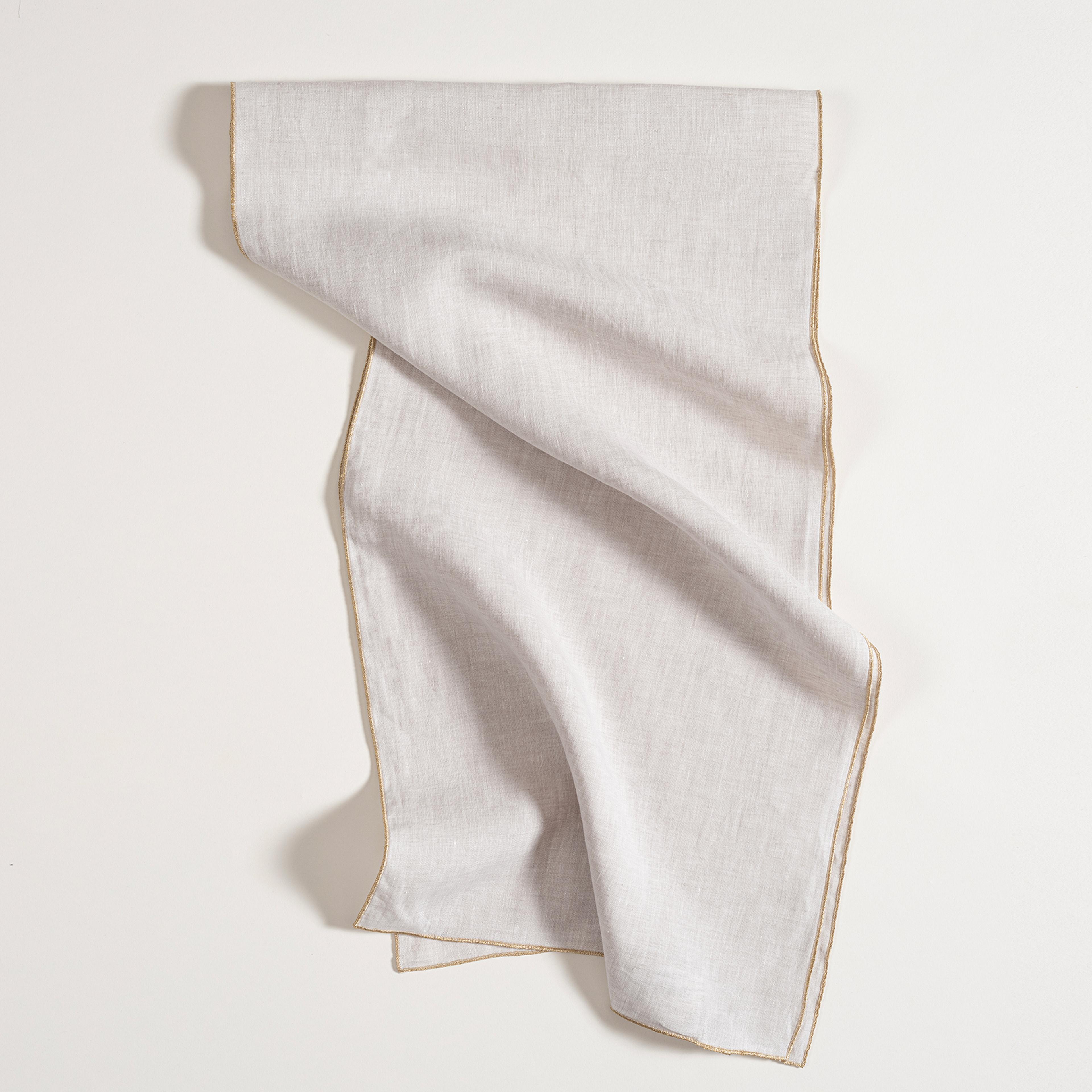 Nilüfer Overloklu Keten %100 Keten Runner 40x150 Cm Bej