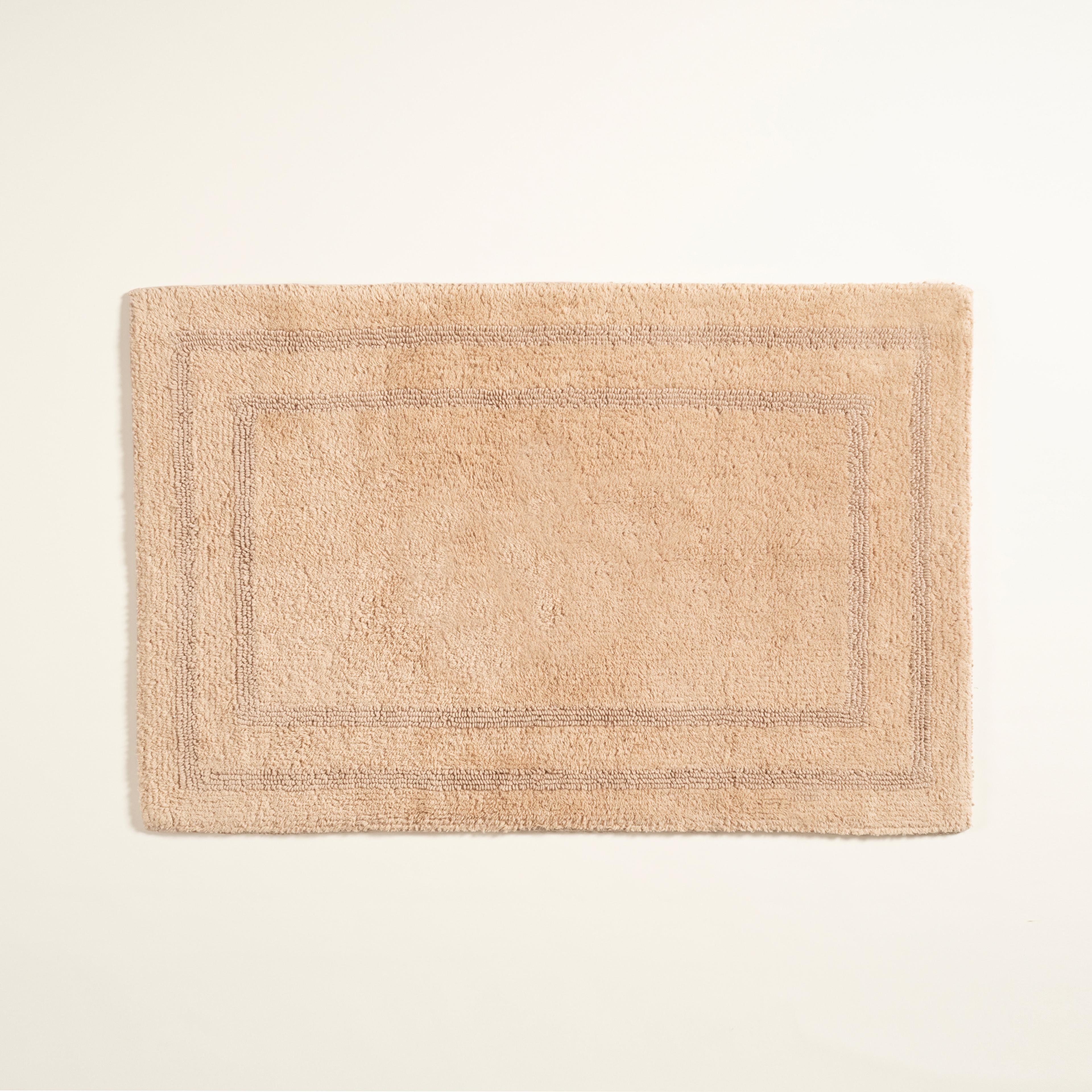 Solıd Çift Taraflı Pamuk %100 Pamuk Banyo Paspası 40x60 Cm Kum Rengı