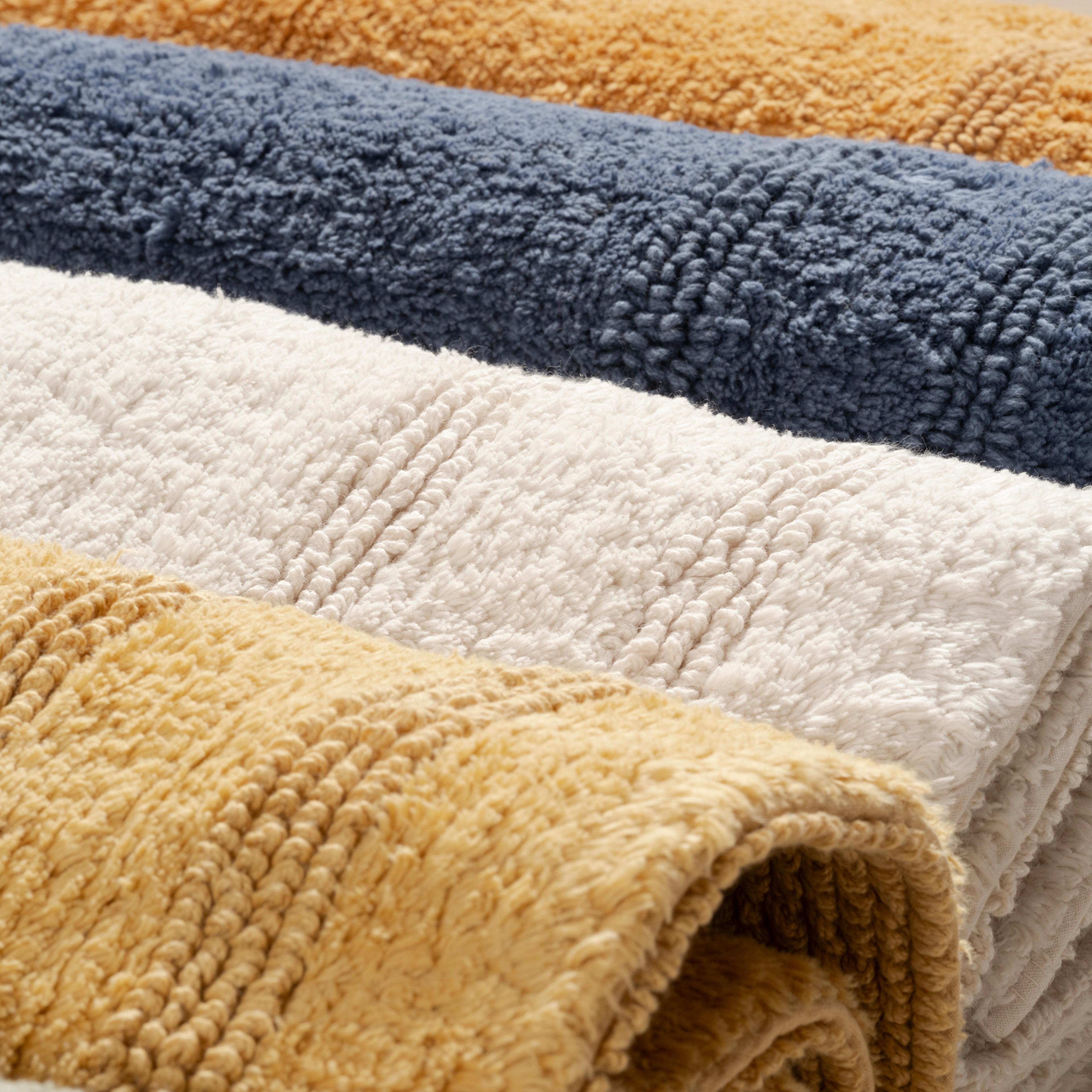 Solıd Çift Taraflı Pamuk %100 Pamuk Banyo Paspası 40x60 Cm Lacivert