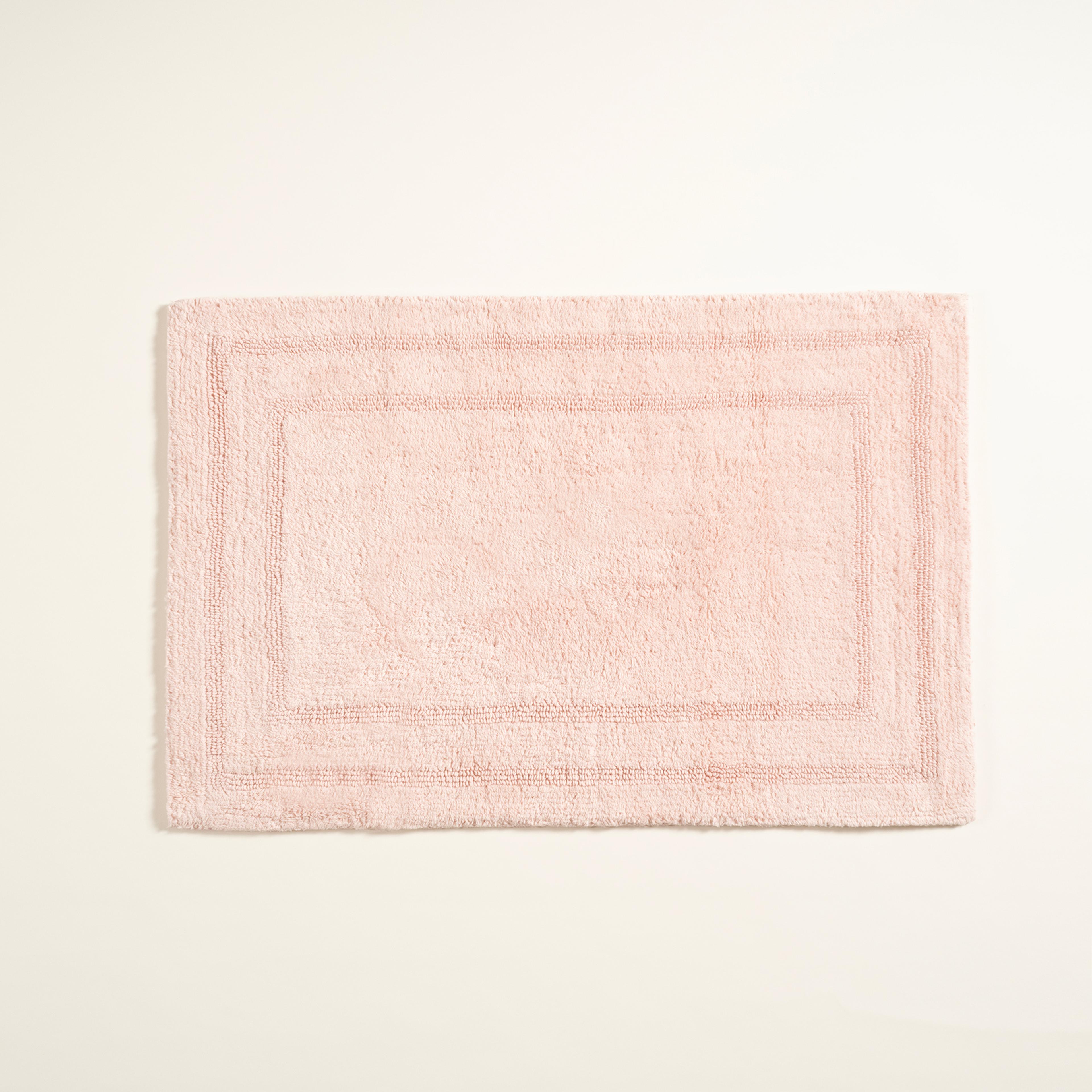 Solıd Çift Taraflı Pamuk %100 Pamuk Banyo Paspası 60x90 Cm Pembe