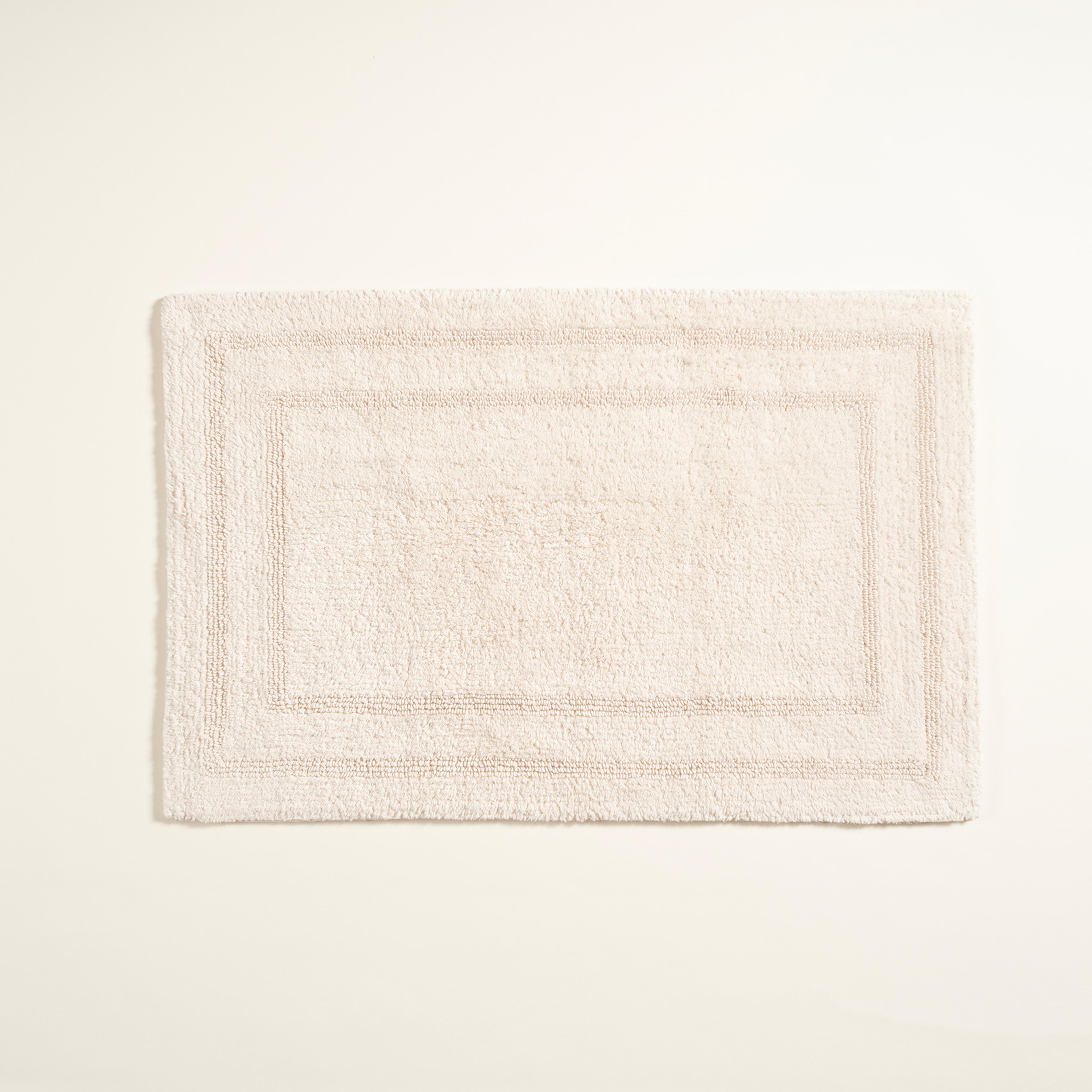 Solıd Çift Taraflı Pamuk %100 Pamuk Banyo Paspası 60x90 Cm Krem