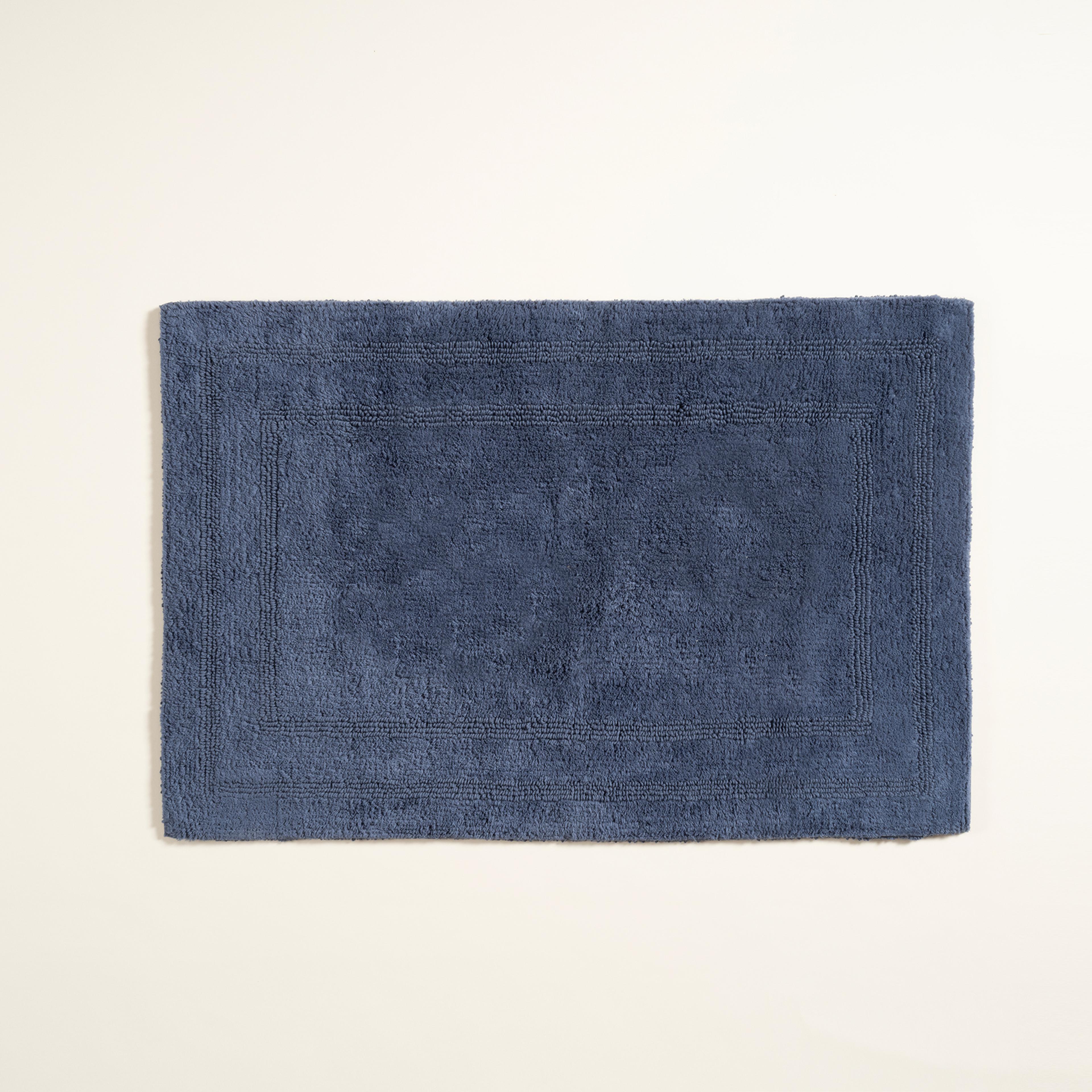 Solıd Çift Taraflı Pamuk %100 Pamuk Banyo Paspası 60x90 Cm Lacivert