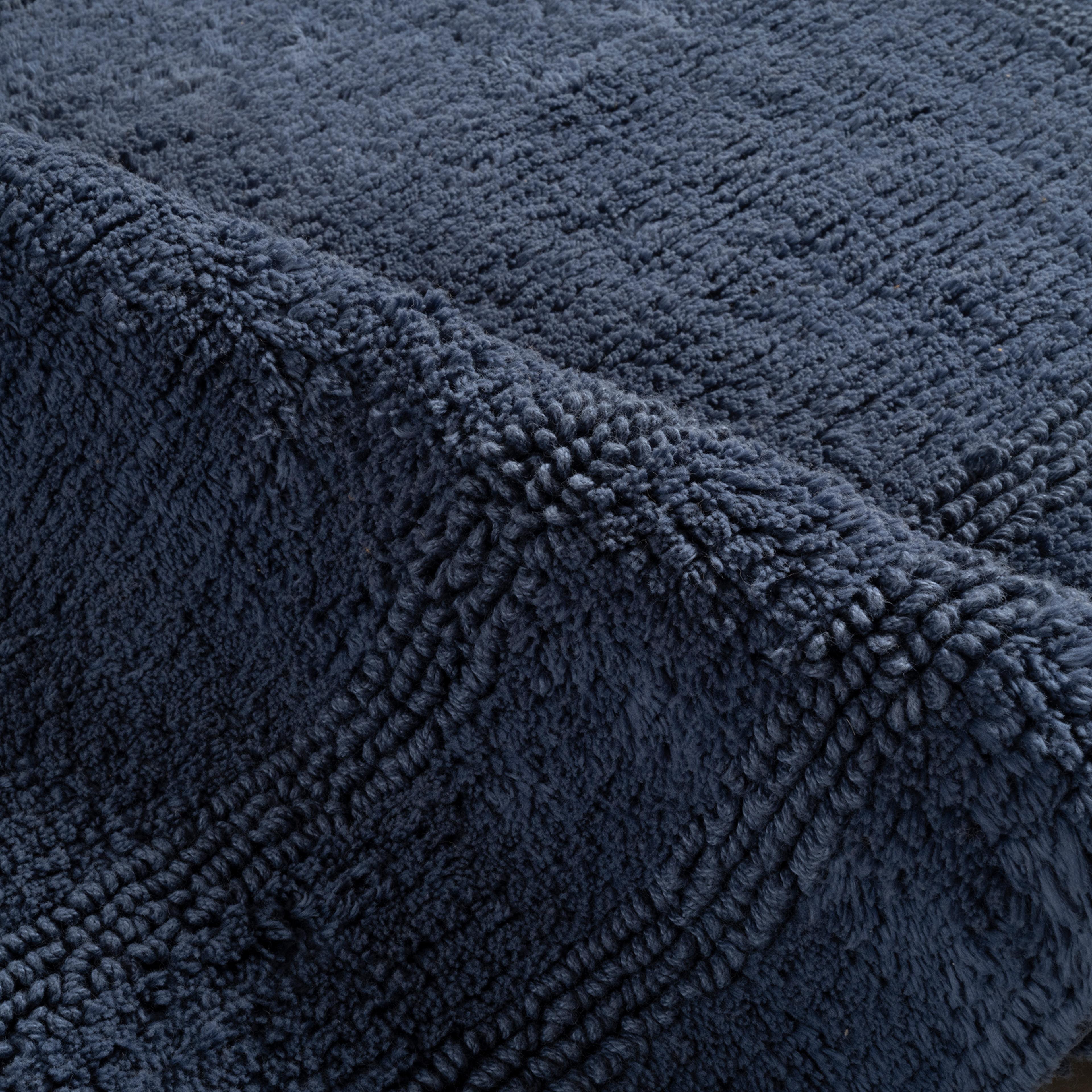 Solıd Çift Taraflı Pamuk %100 Pamuk Banyo Paspası 60x90 Cm Lacivert