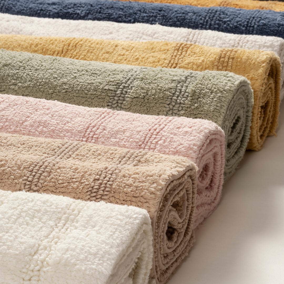 Solıd Reversıble Cotton %100 Cotton Bath Mat 70x120 Cm Ecru