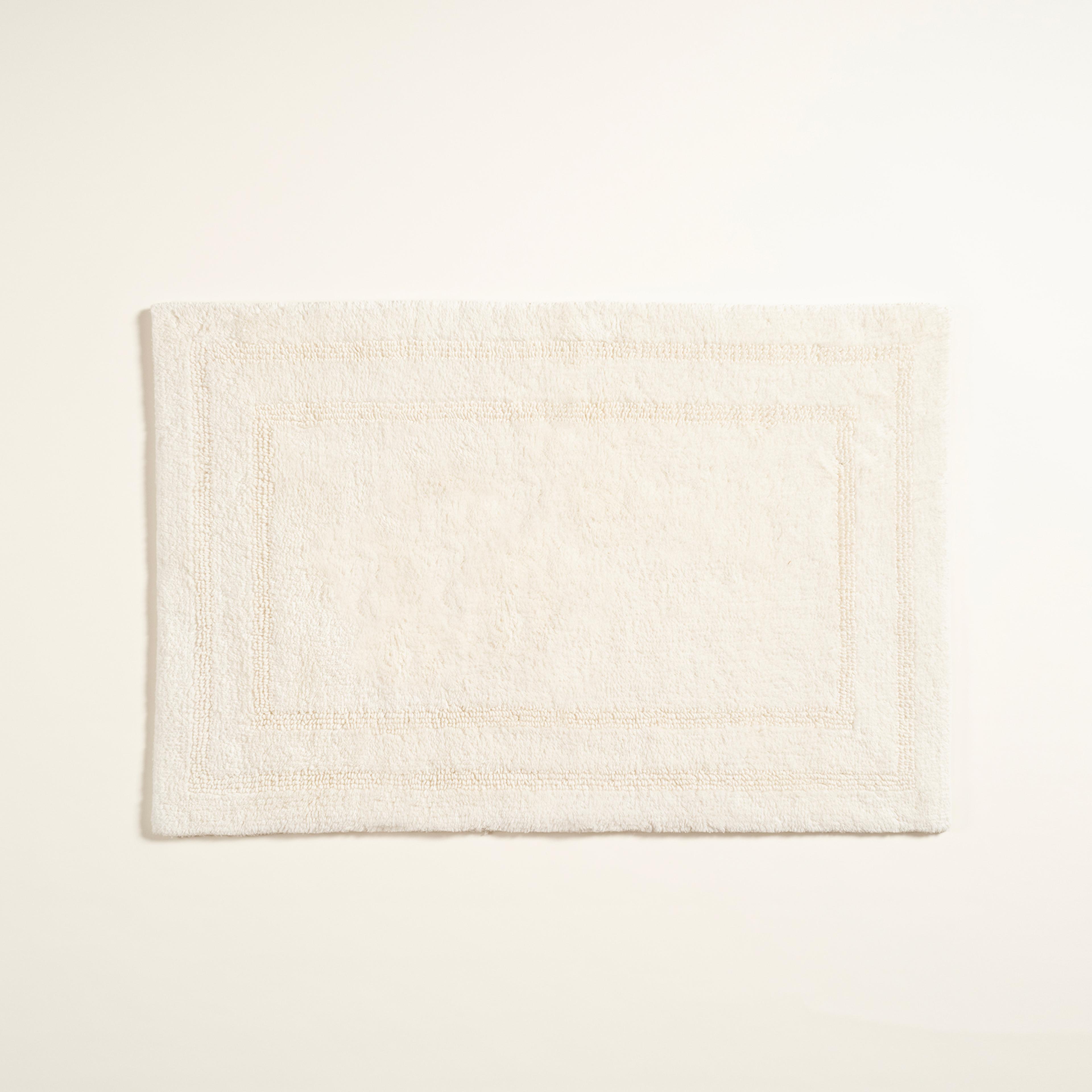 Solıd Çift Taraflı Pamuk %100 Pamuk Banyo Paspası 70x120 Cm Ekru