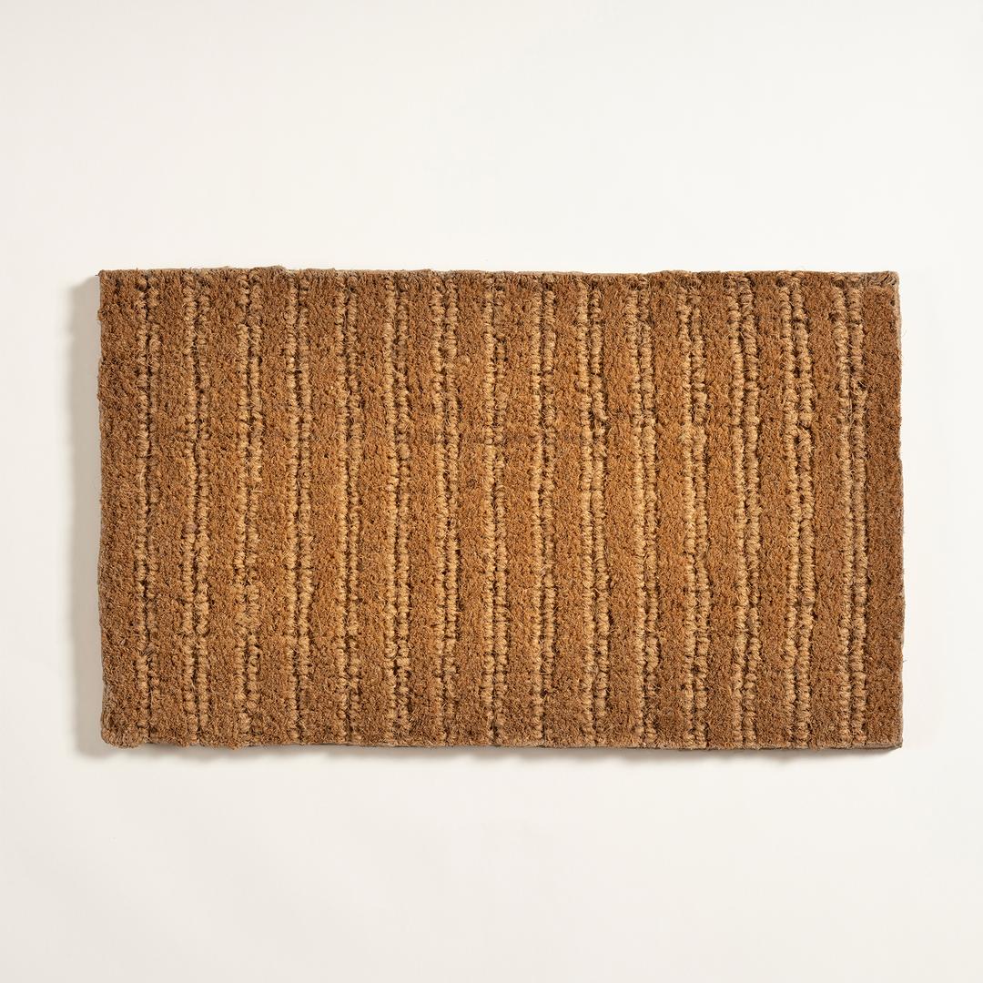 Kerala Çizgi %100 Hindistan Cevizi Lifi Kapı Önü Paspası 45x75 Cm Bej