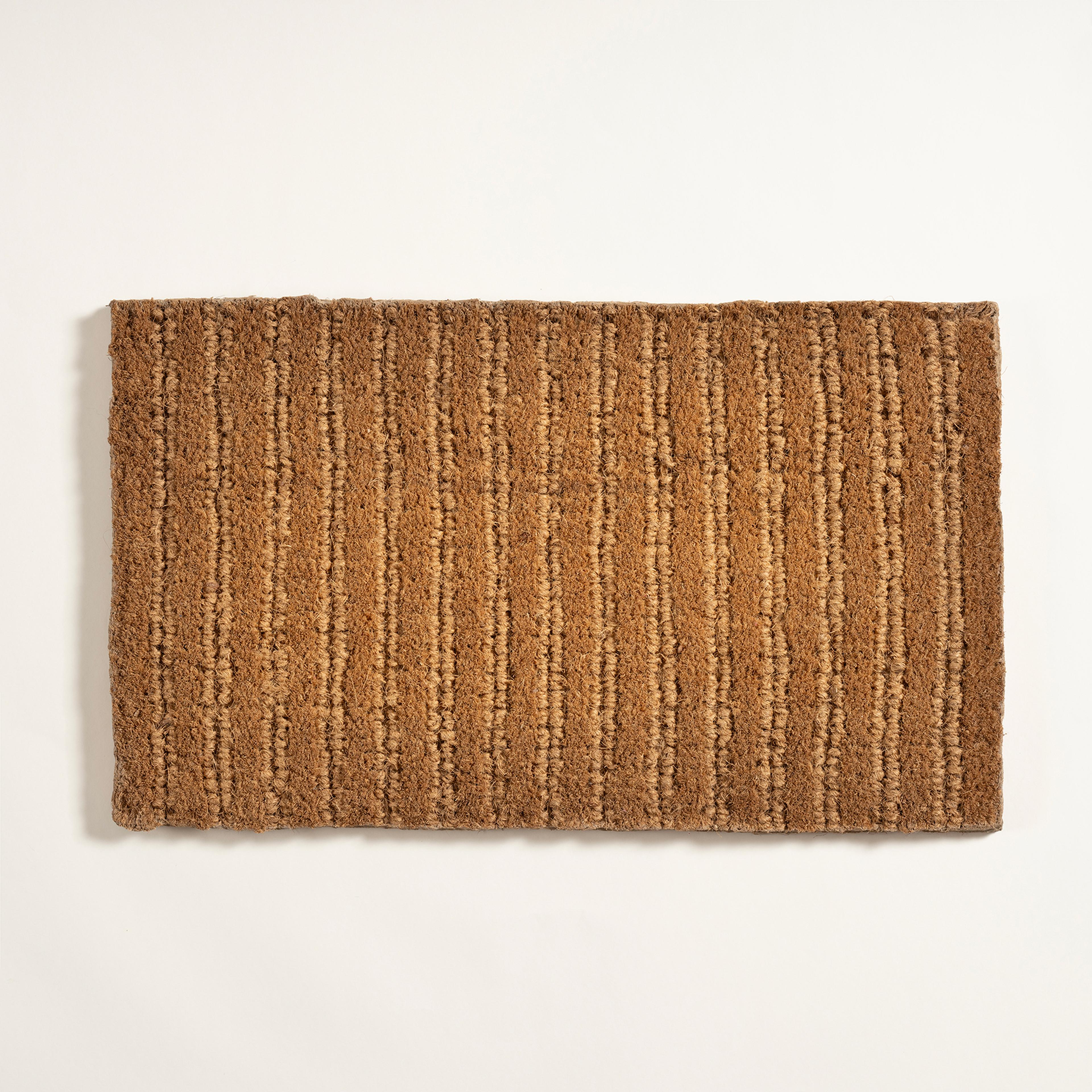 Kerala Çizgi %100 Hindistan Cevizi Lifi Kapı Önü Paspası 45x75 Cm Bej