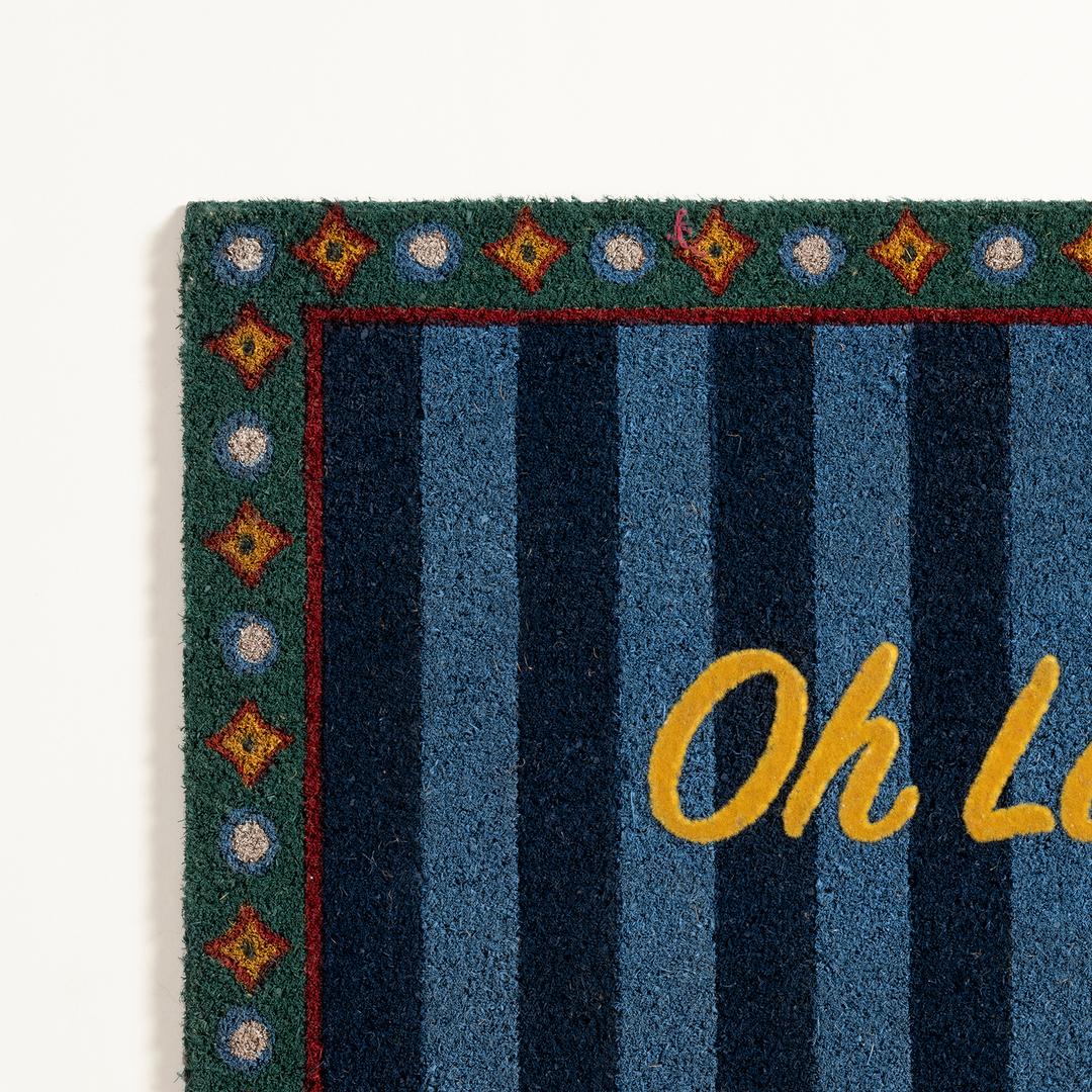 Kerala Hindistan Cevizi Lifi Kapı Önü Paspası 45x75 Cm Mavi