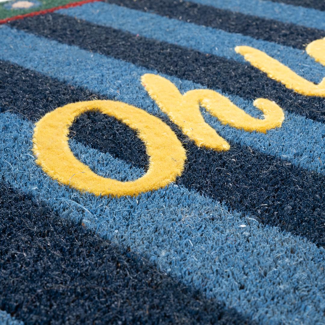 Kerala Hindistan Cevizi Lifi Kapı Önü Paspası 45x75 Cm Mavi