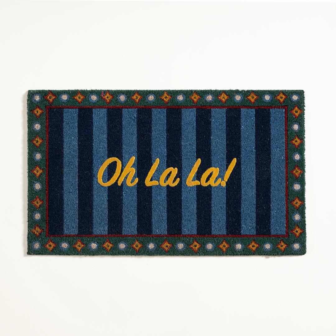 Kerala Hindistan Cevizi Lifi Kapı Önü Paspası 45x75 Cm Mavi