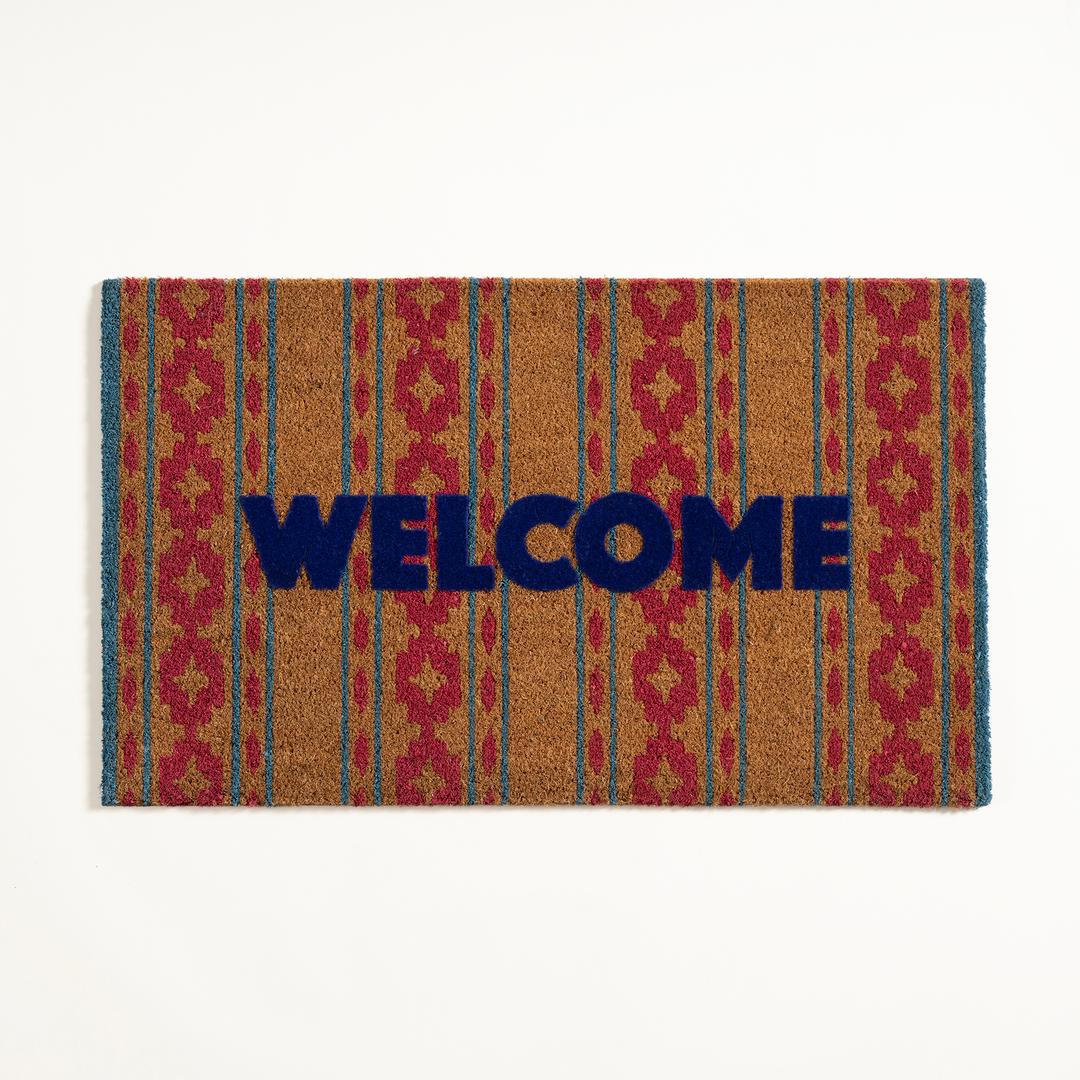 Kerala Çizgi Hindistan Cevizi Lifi Kapı Önü Paspası 45x75 Cm Fuşya