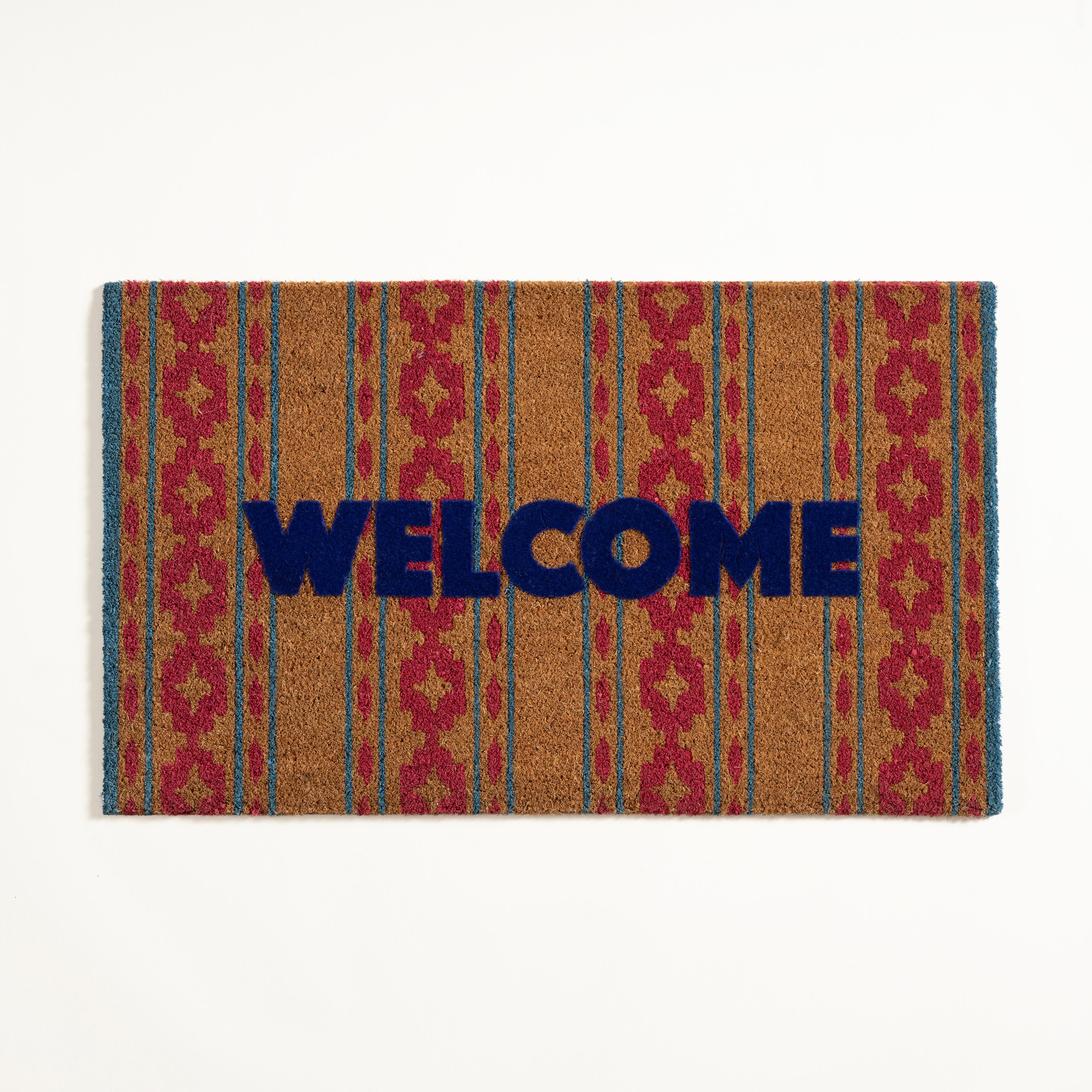 Kerala Çizgi Hindistan Cevizi Lifi Kapı Önü Paspası 45x75 Cm Fuşya