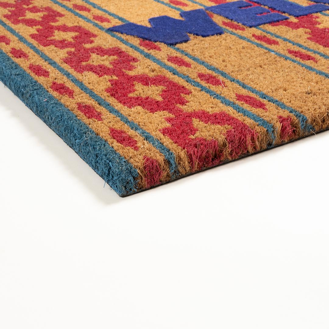 Kerala Çizgi Hindistan Cevizi Lifi Kapı Önü Paspası 45x75 Cm Fuşya