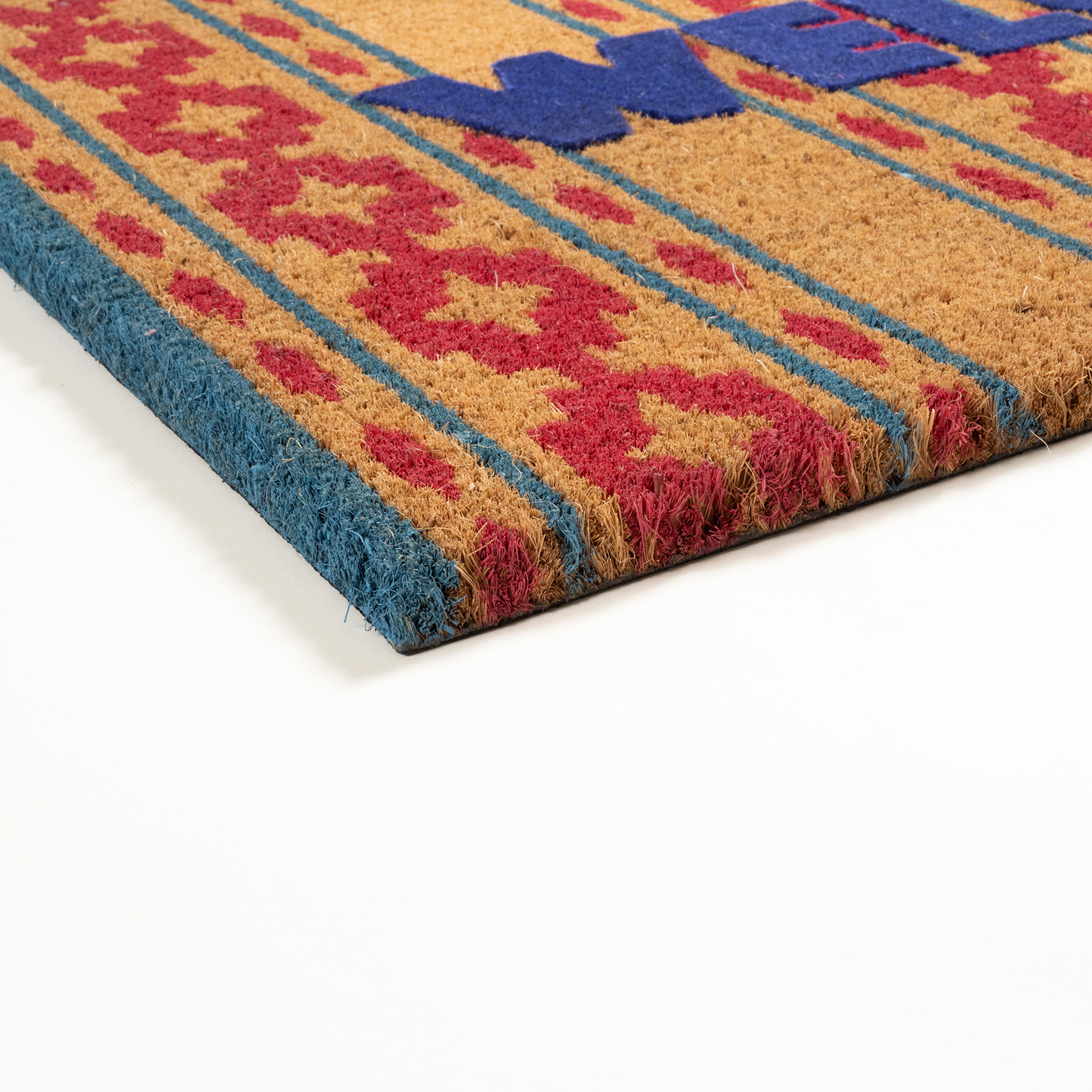 Kerala Çizgi Hindistan Cevizi Lifi Kapı Önü Paspası 45x75 Cm Fuşya