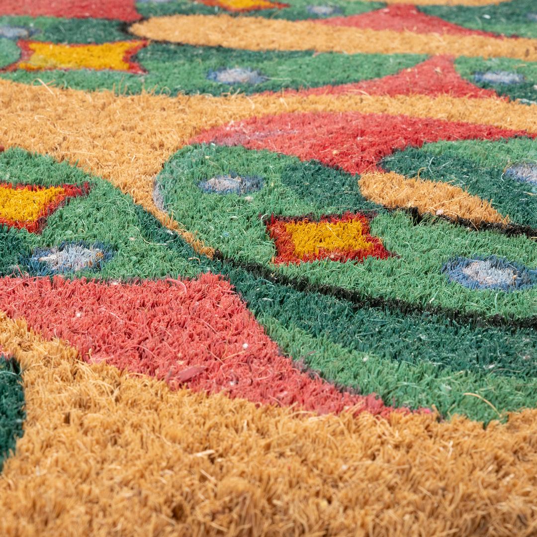 Kerala Şekil Hindistan Cevizi Lifi Kapı Önü Paspası 45x75 Cm Yeşil