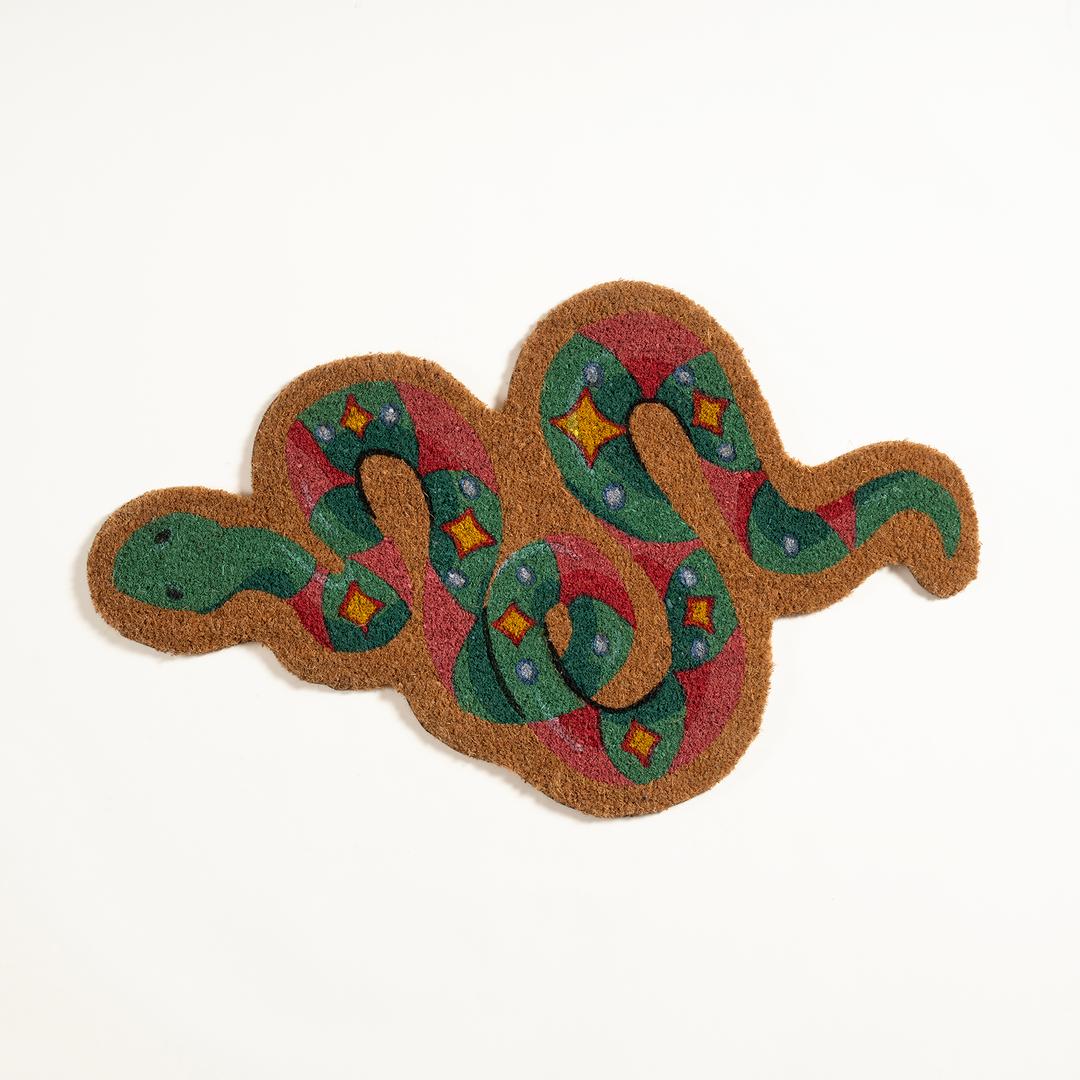 Kerala Şekil Hindistan Cevizi Lifi Kapı Önü Paspası 45x75 Cm Yeşil