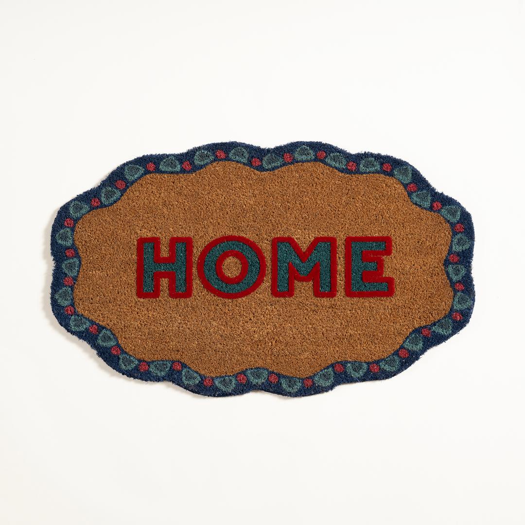 Kerala Oval Hindistan Cevizi Lifi Kapı Önü Paspası 45x75 Cm Mavi