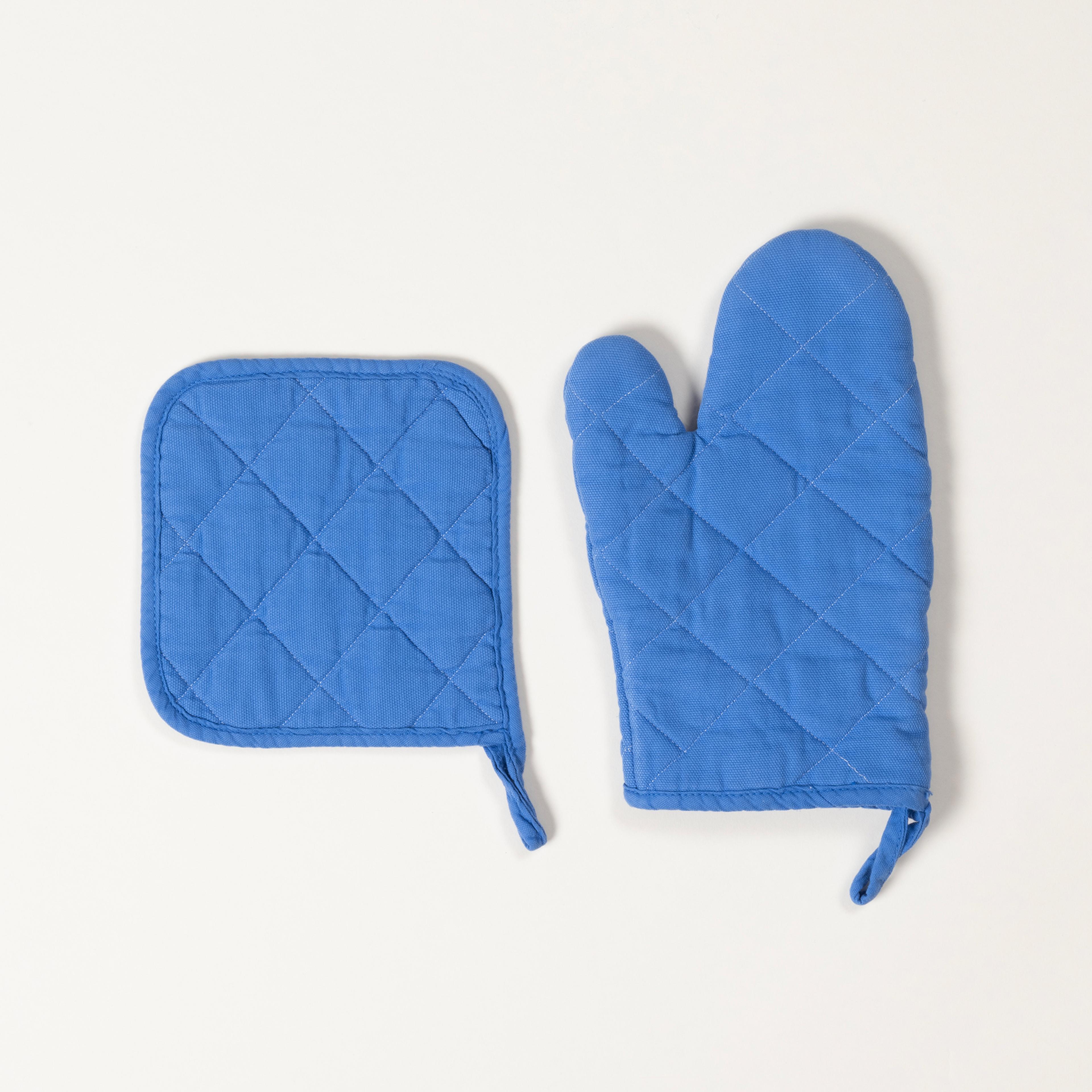 Solıd 2'li Pamuk %100 Pamuk Mutfak Seti Standart Beden Mavi