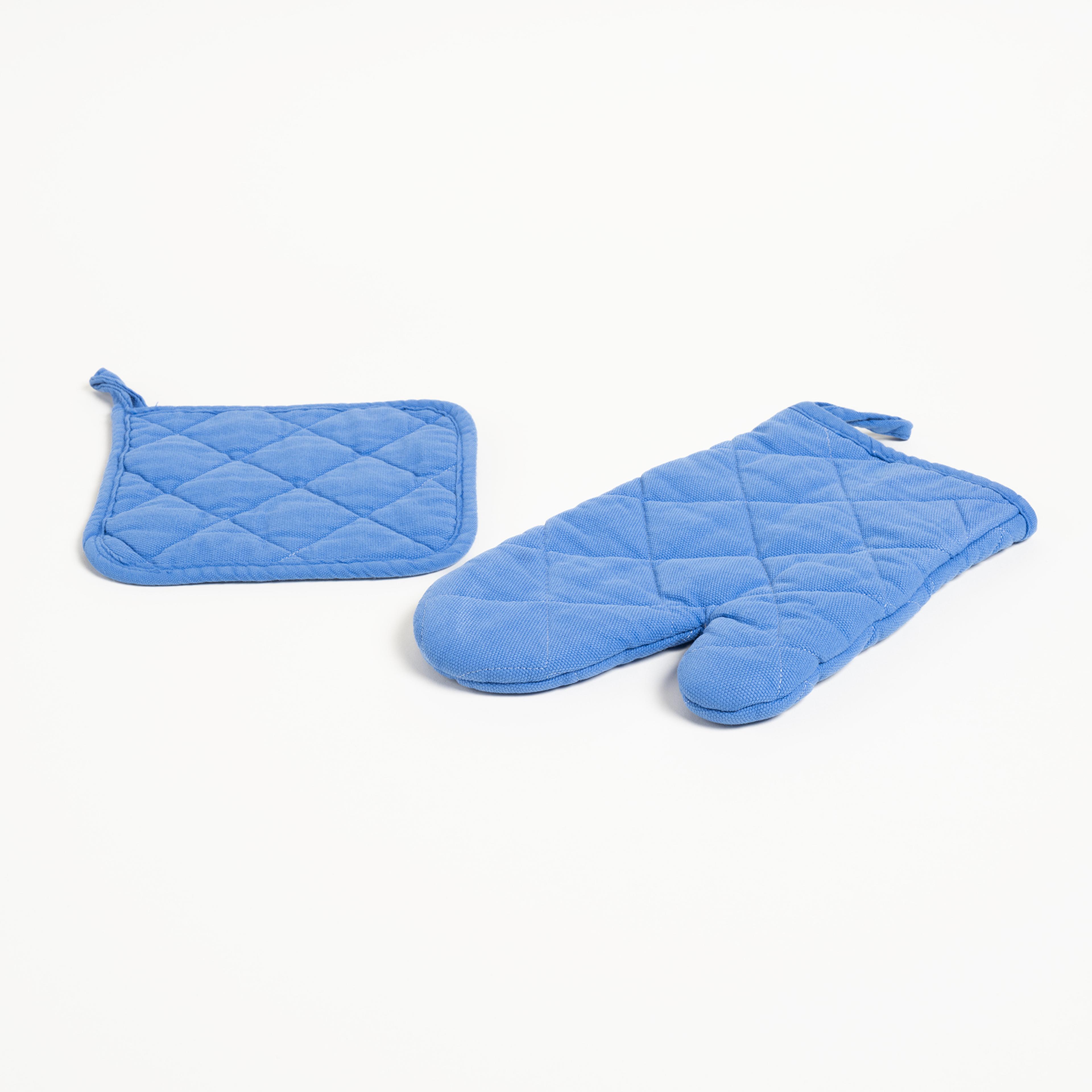 Solıd 2'li Pamuk %100 Pamuk Mutfak Seti Standart Beden Mavi