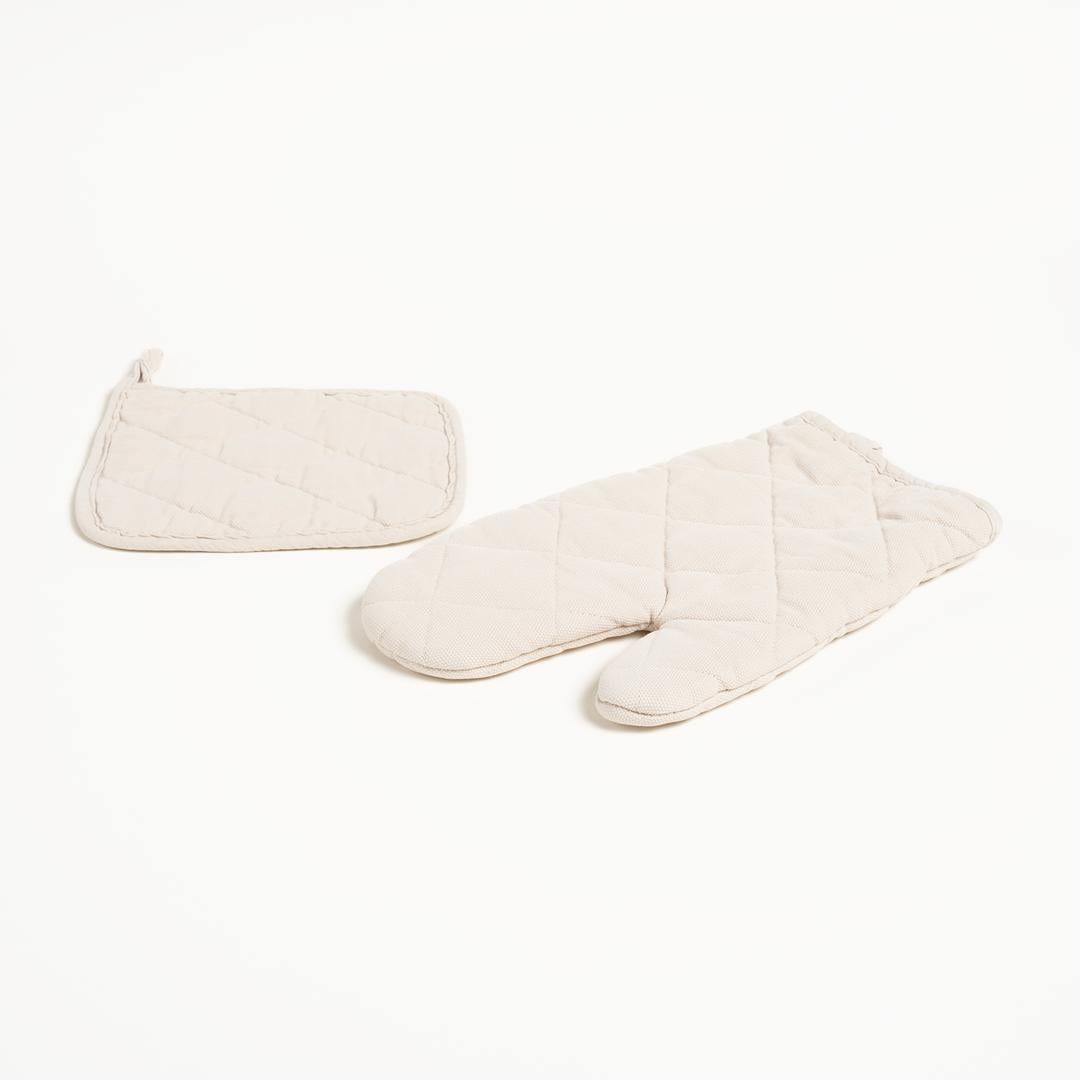 Solıd 2'li Pamuk %100 Pamuk Mutfak Seti Standart Beden Ekru