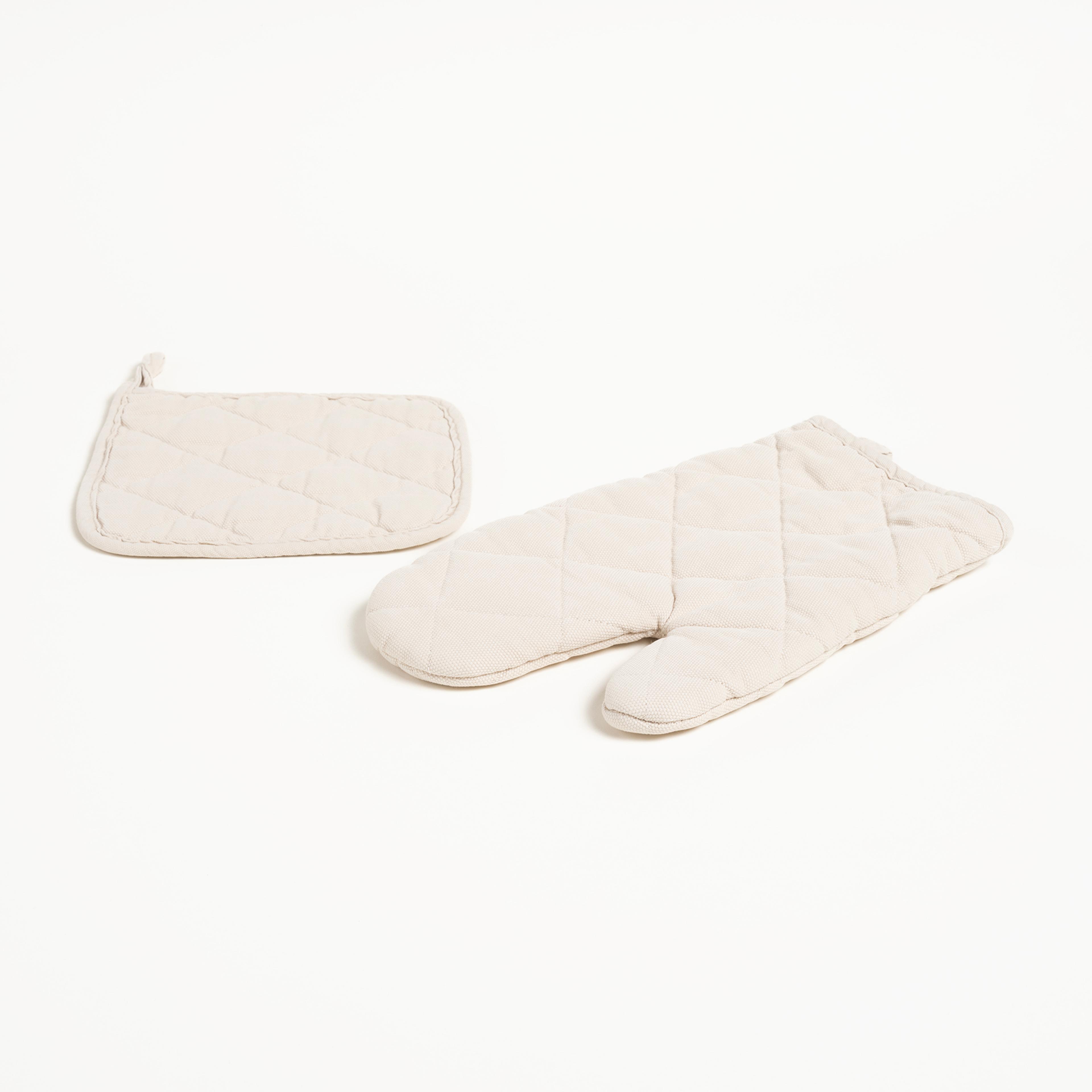 Solıd 2'li Pamuk %100 Pamuk Mutfak Seti Standart Beden Ekru