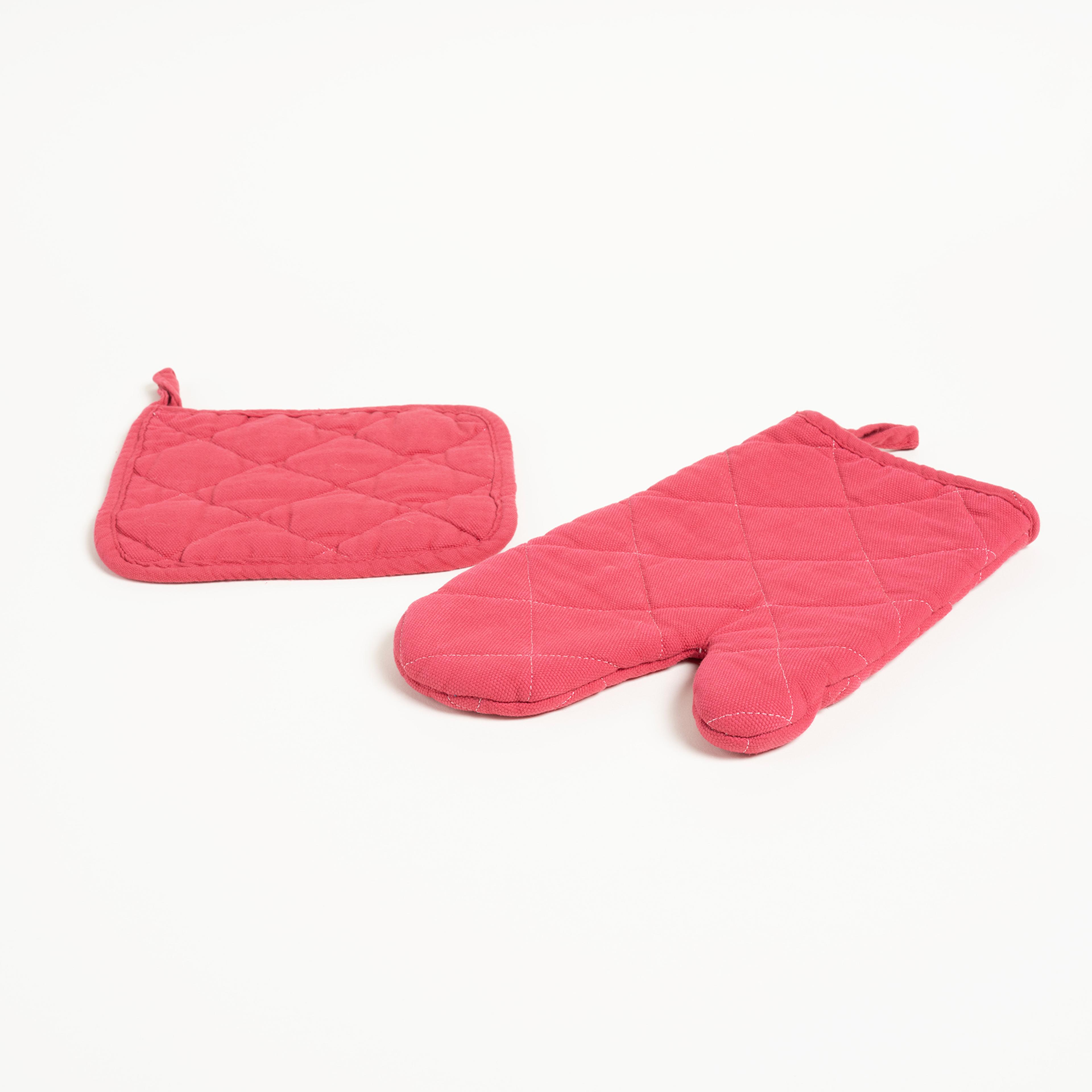 Solıd 2'li Pamuk %100 Pamuk Mutfak Seti Standart Beden Fuşya