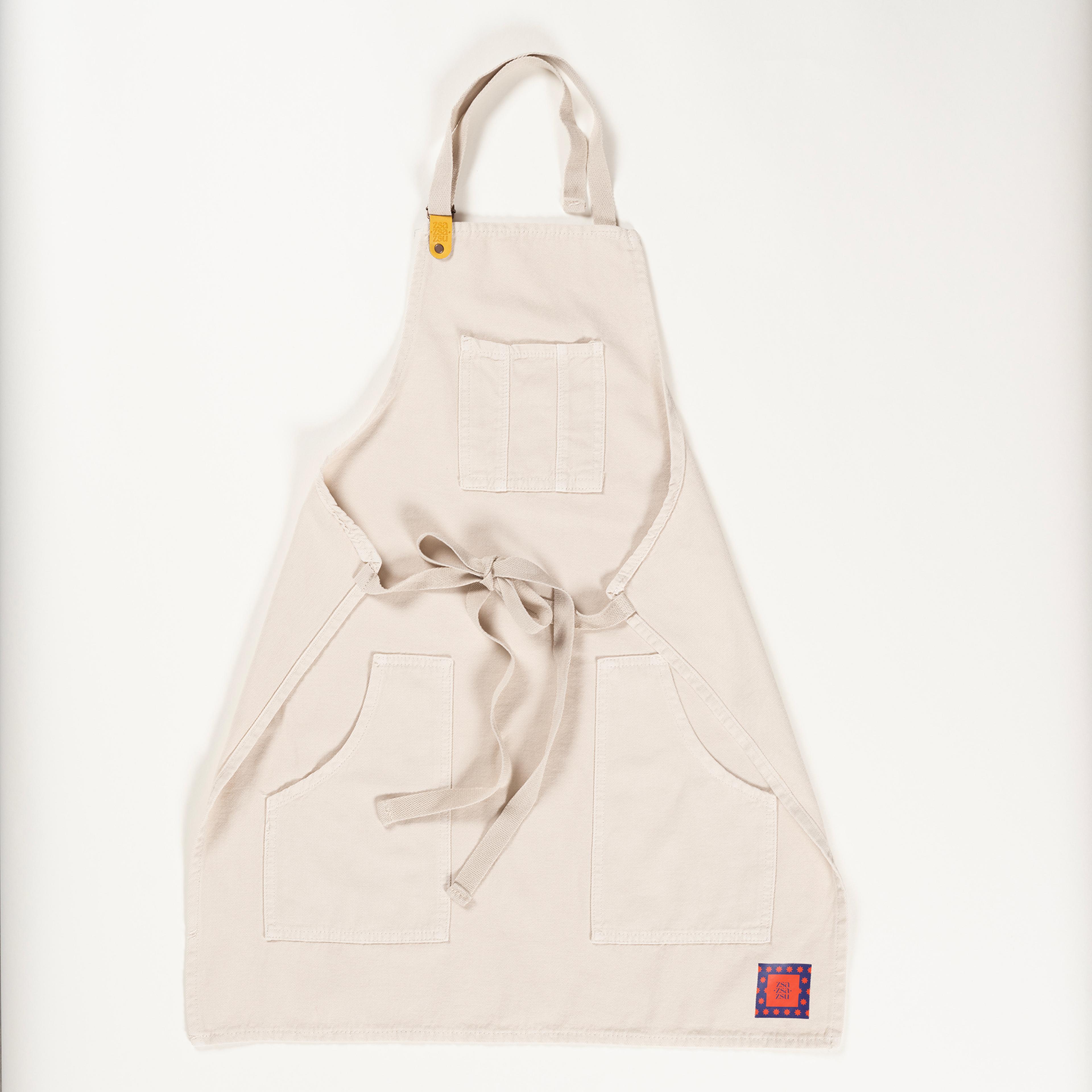Solıd Pamuk %100 Pamuk Önlük Standart Beden Ekru
