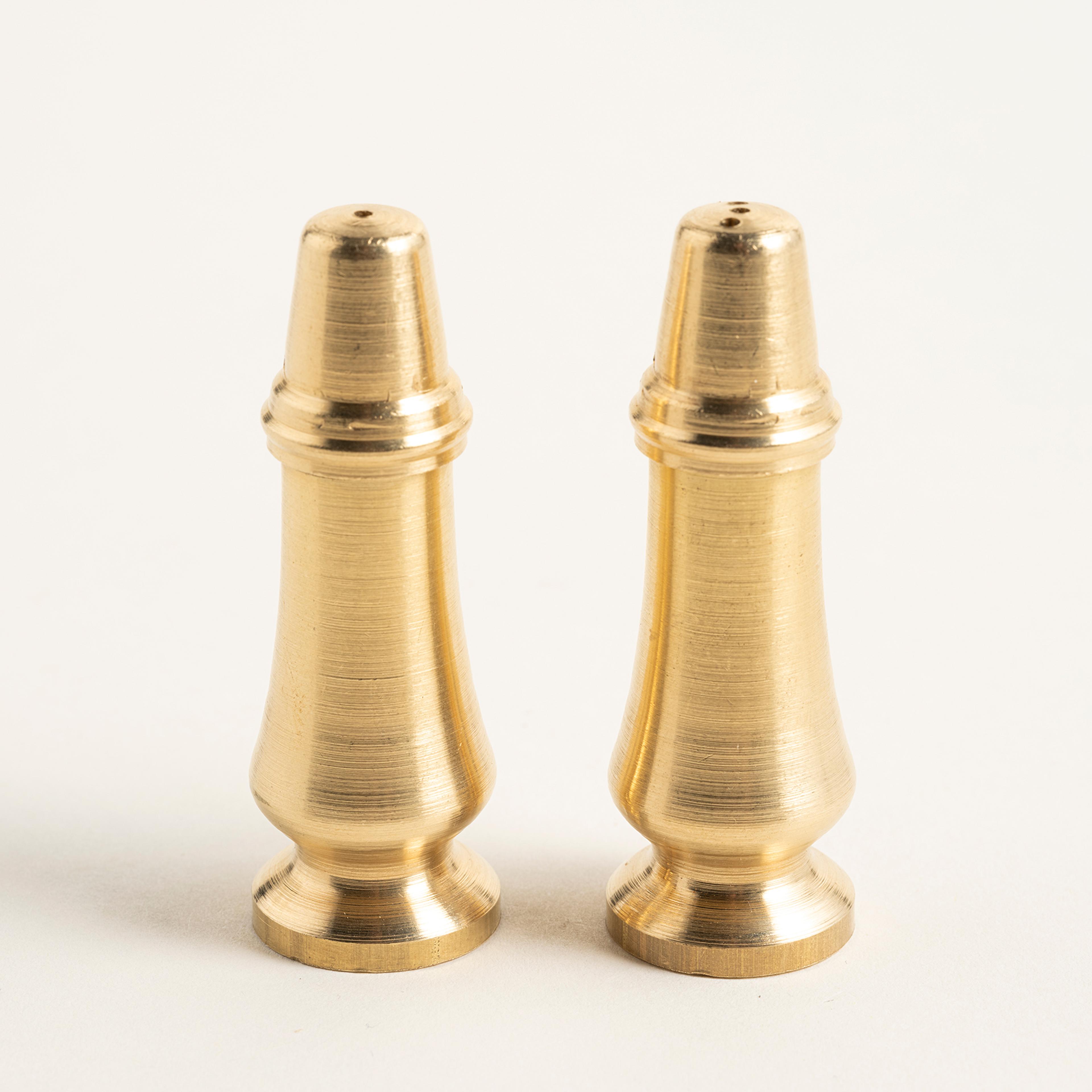 Emirgan Pirinç Tuzluk - Biberlik Seti 2x2x6 Cm Gold