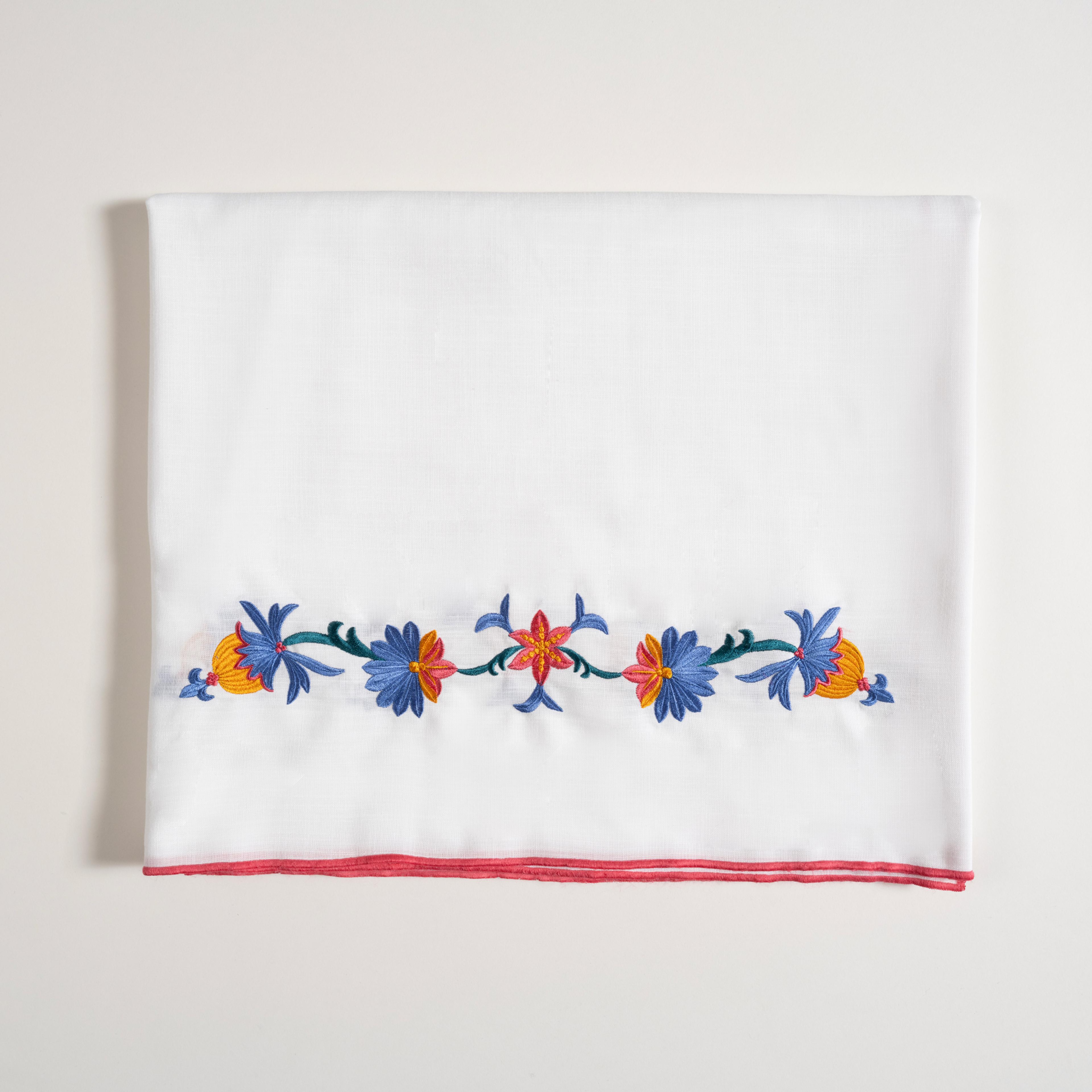 Prusa Nakışlı Polyester %100 Polyester Masa Örtüsü 160x260 Cm Ekru