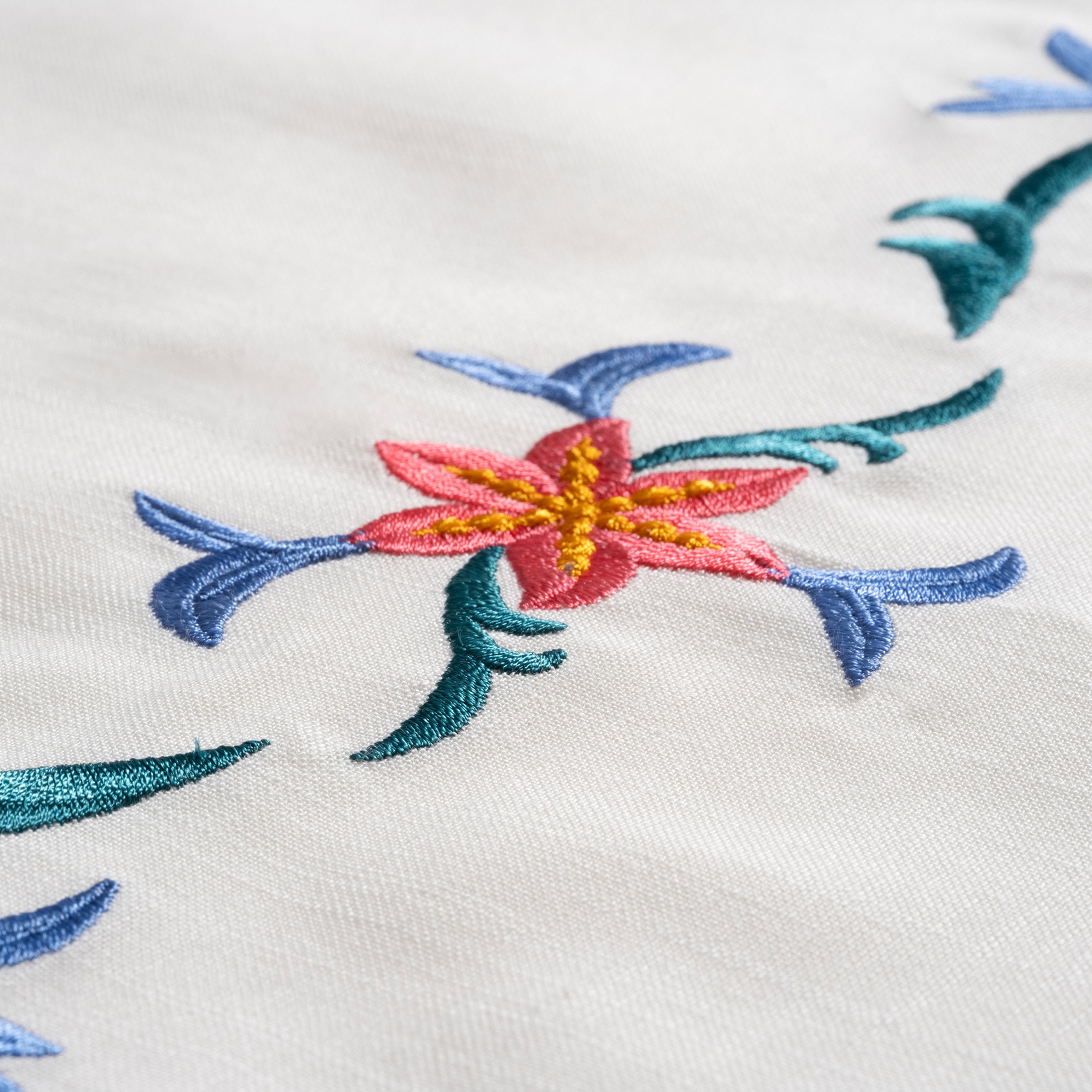 Prusa Nakışlı Polyester %100 Polyester Masa Örtüsü 160x260 Cm Ekru