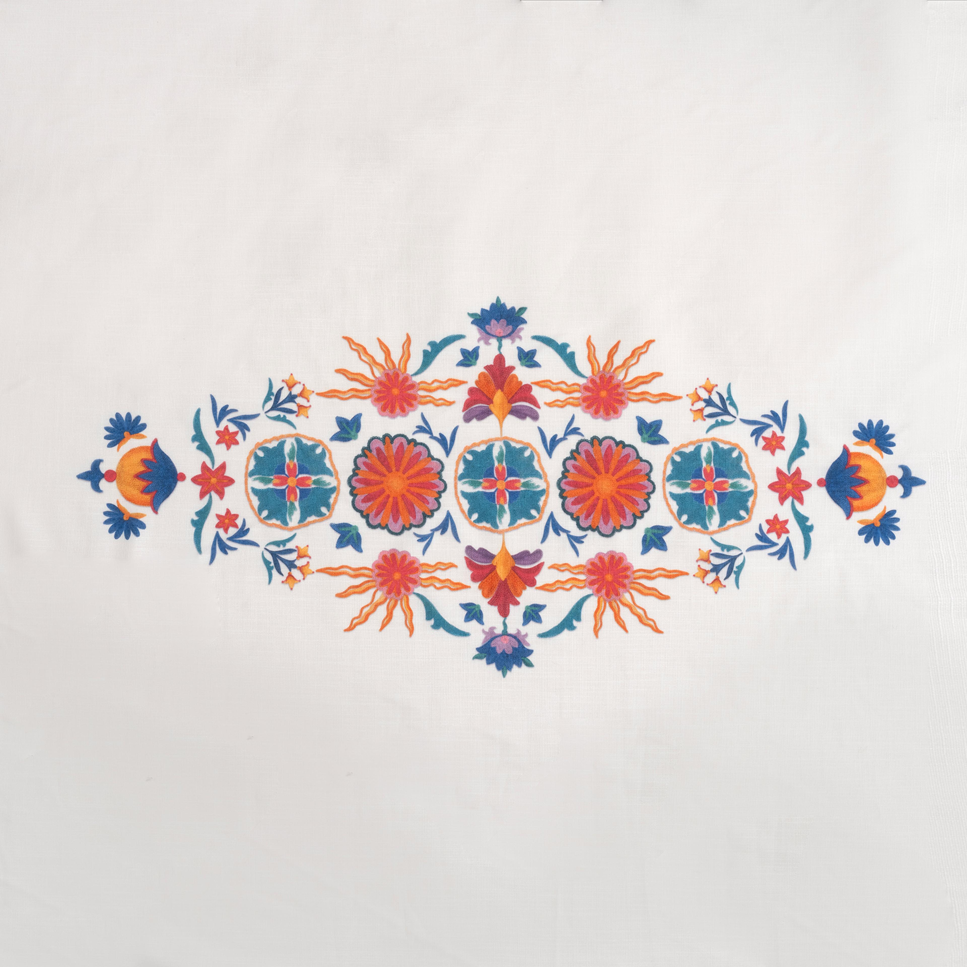 Prusa Dijital Baskılı Nakışlı Polyester %100 Polyester Masa Örtüsü 150x220 Cm Ekru