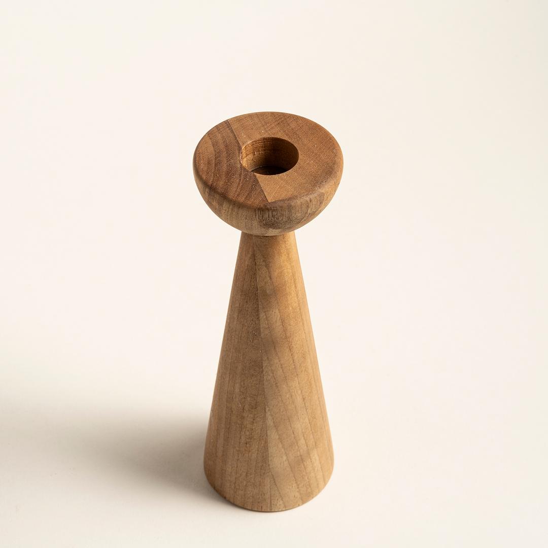 Balgat Ahşap Şamdan 6x6x18 Cm Natural