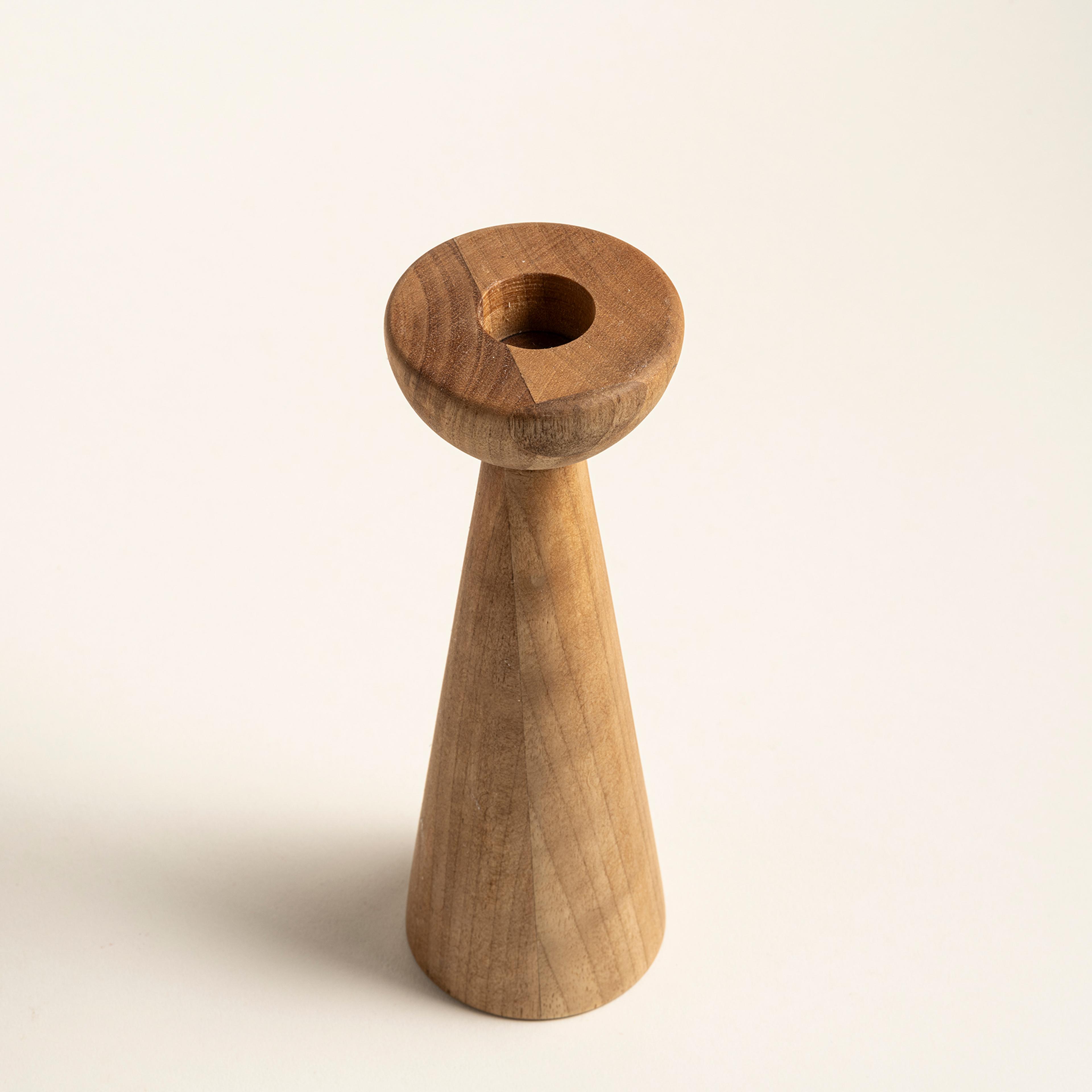 Balgat Ahşap Şamdan 6x6x18 Cm Natural