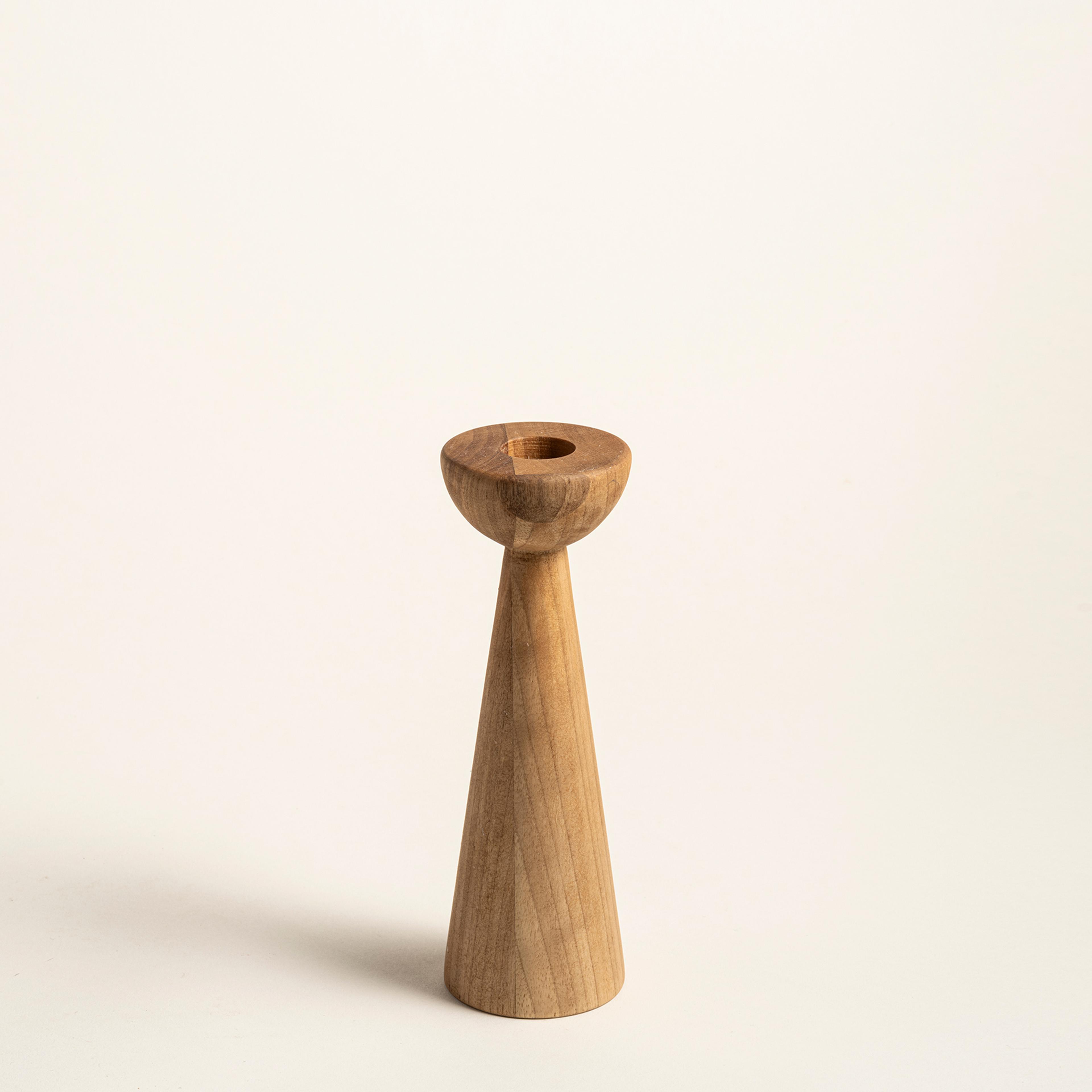 Balgat Ahşap Şamdan 6x6x18 Cm Natural