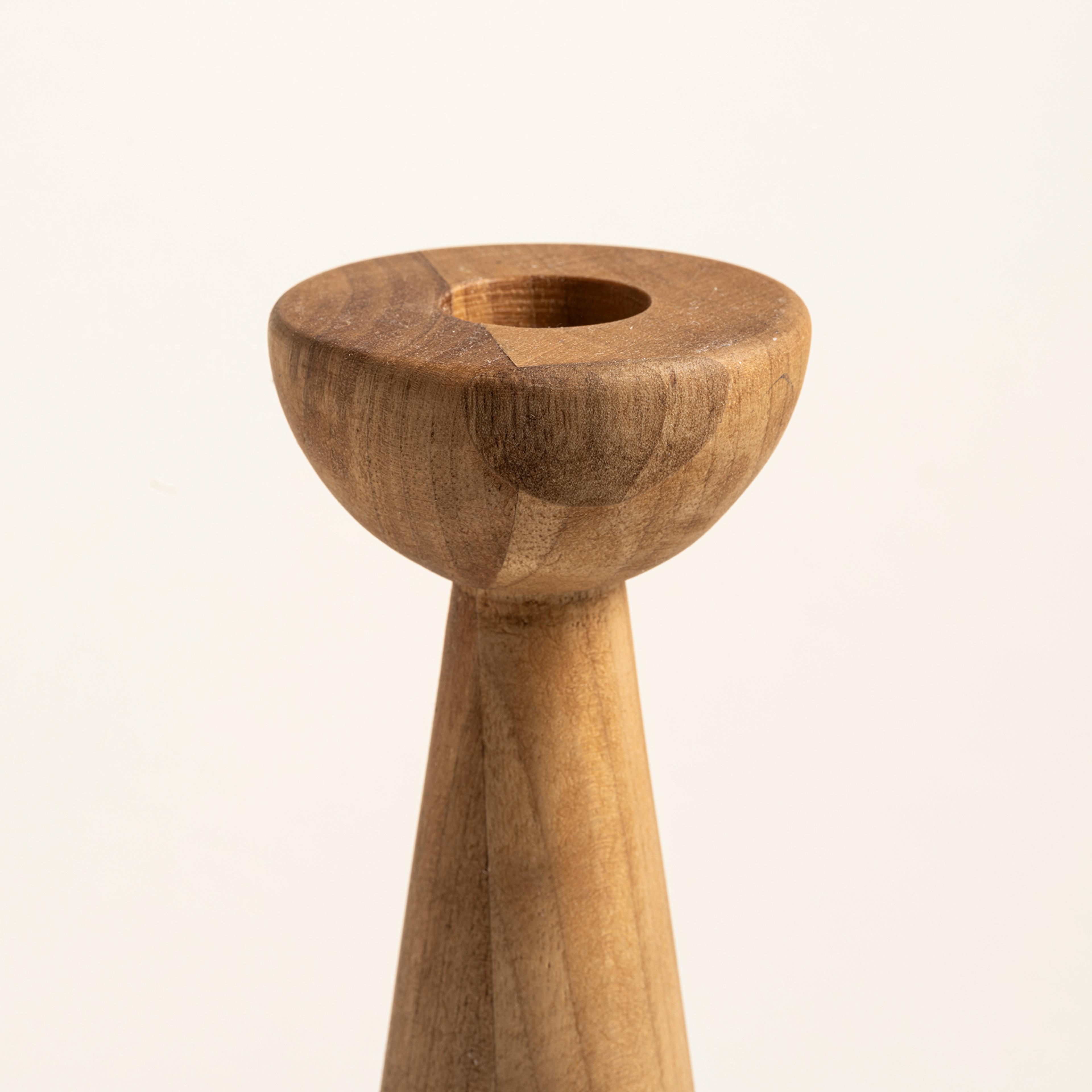 Balgat Ahşap Şamdan 6x6x18 Cm Natural