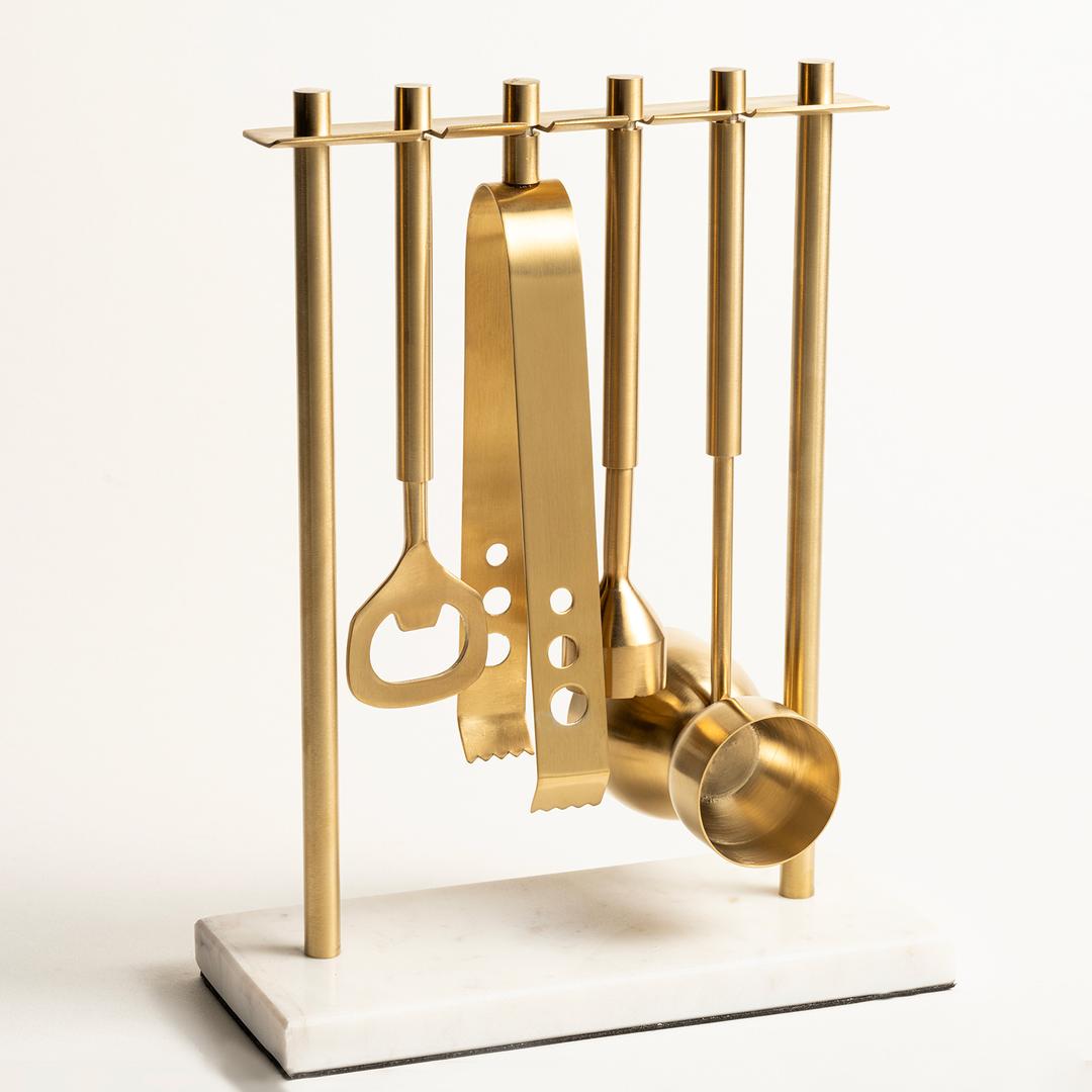 Rampur Çelik / Mermer Bar Aksesuarları 9x16x25 Cm Gold