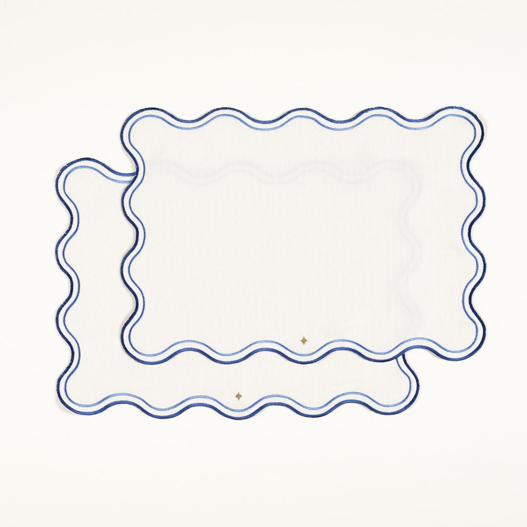 Prusa Nakışlı 2'li Polyester %100 Polyester Amerikan Servis 35x50 Cm Mavi