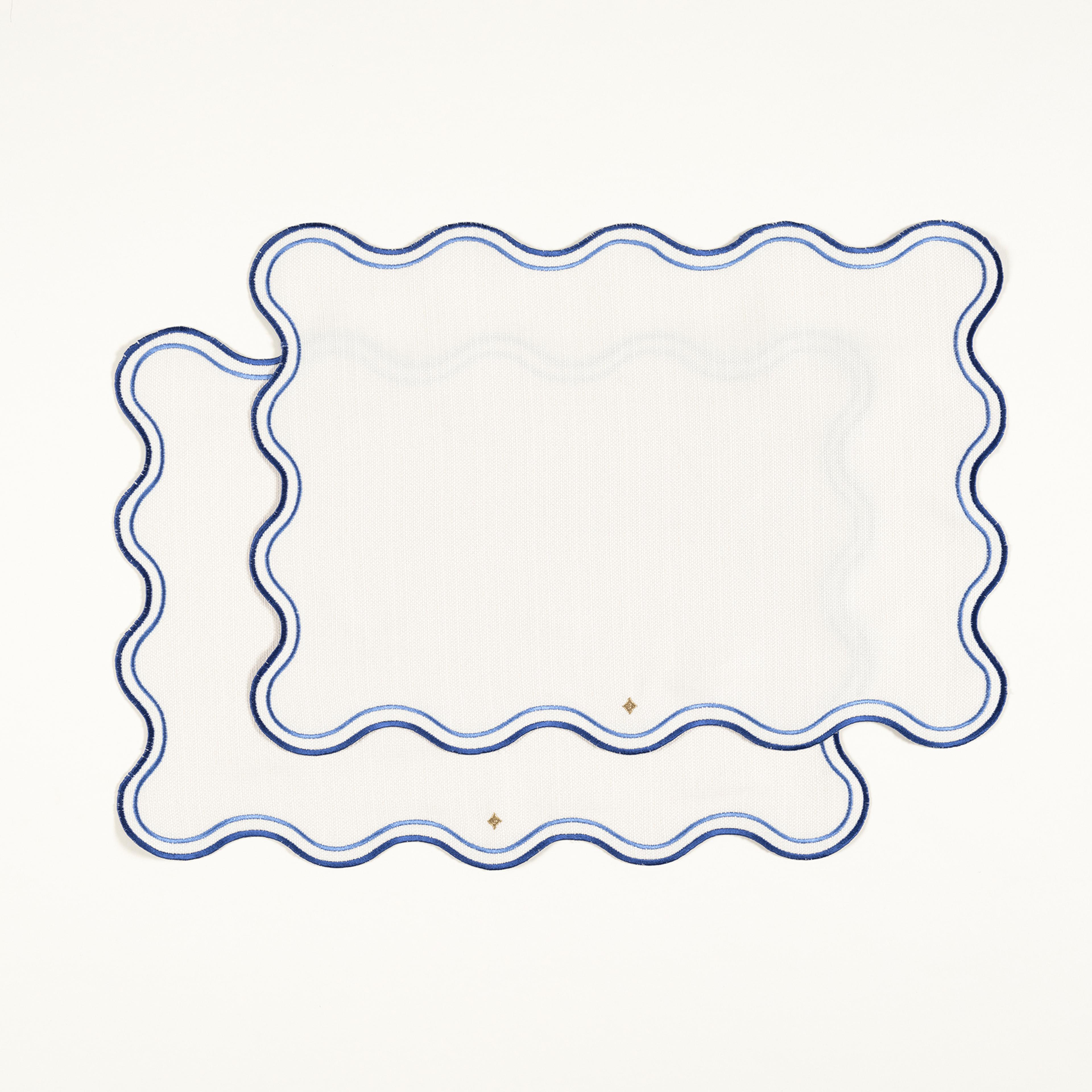 Prusa Nakışlı 2'li Polyester %100 Polyester Amerikan Servis 35x50 Cm Mavi