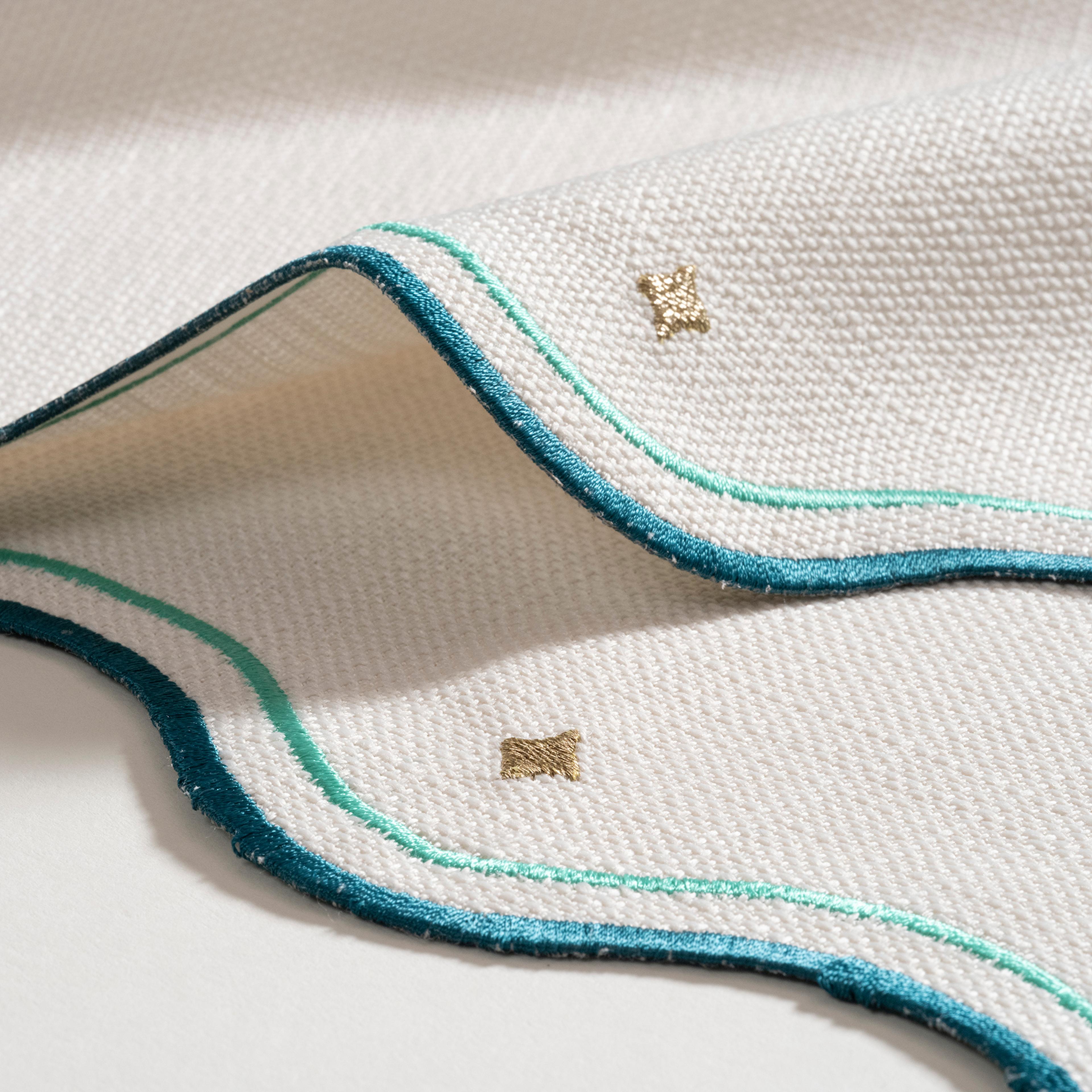 Prusa Nakışlı 2'li %100 Polyester Amerikan Servis 35x50 Cm Yeşil