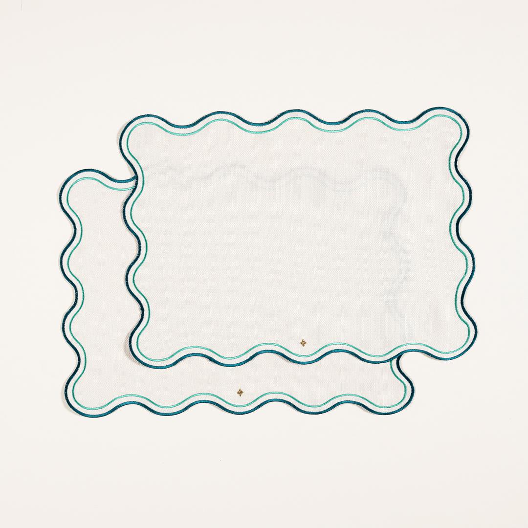 Prusa Nakışlı 2'li %100 Polyester Amerikan Servis 35x50 Cm Yeşil