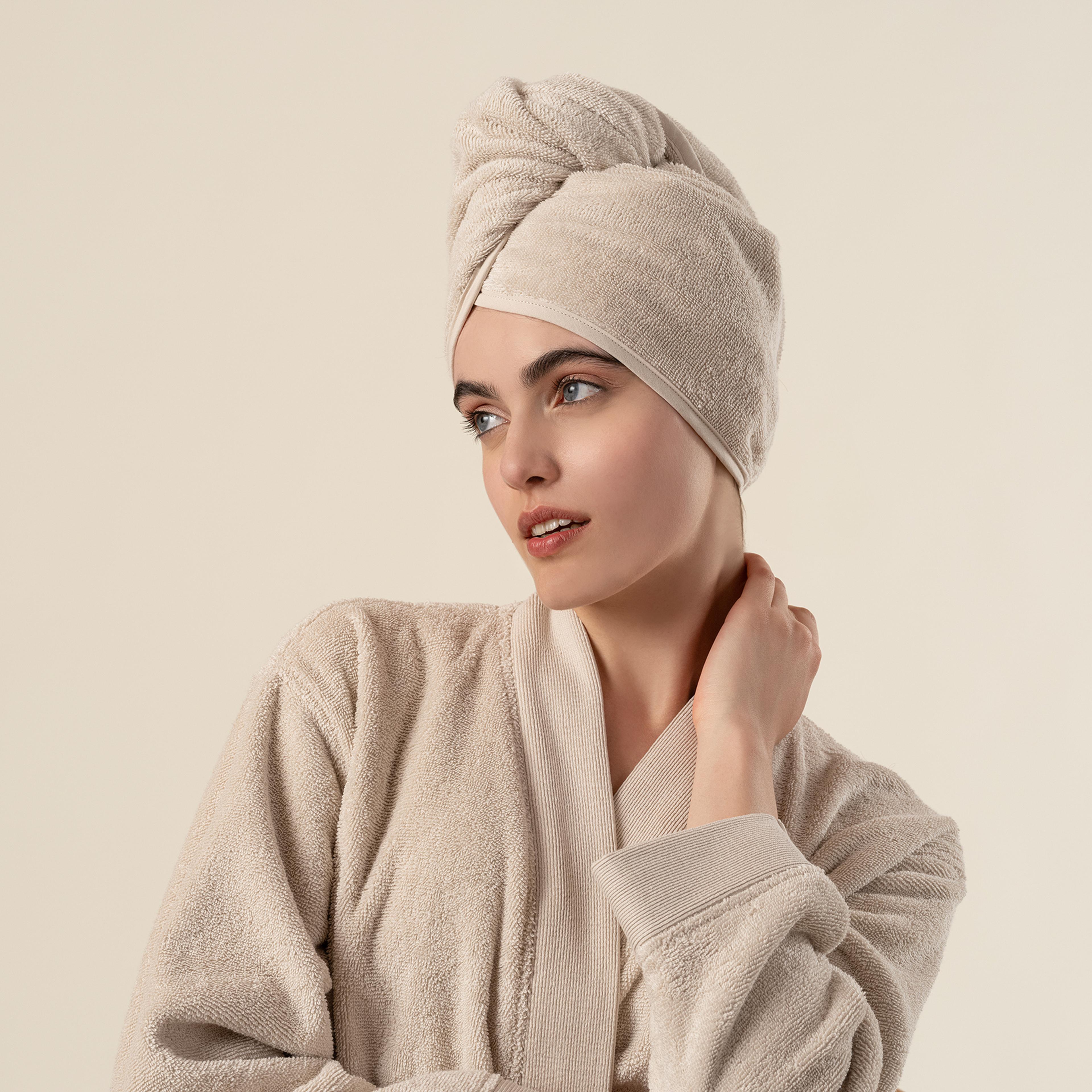 Solıd Bordürlü Pamuk %100 Pamuk Saç Havlusu Standart Beden Krem