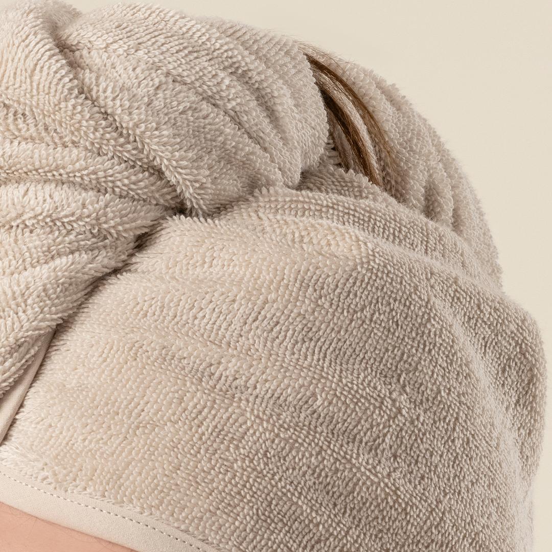 Solıd Bordürlü Pamuk %100 Pamuk Saç Havlusu Standart Beden Krem