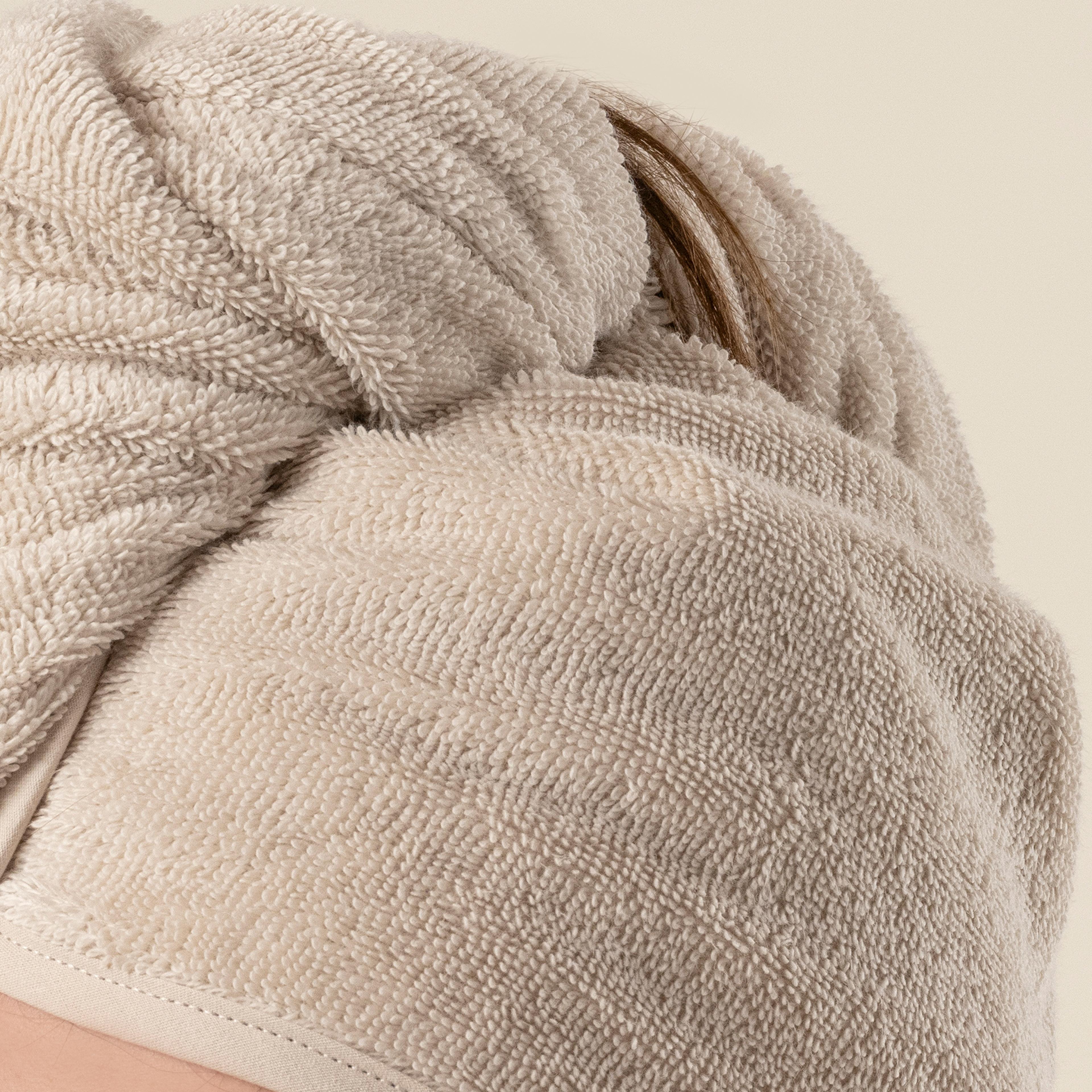 Solıd Bordürlü Pamuk %100 Pamuk Saç Havlusu Standart Beden Krem