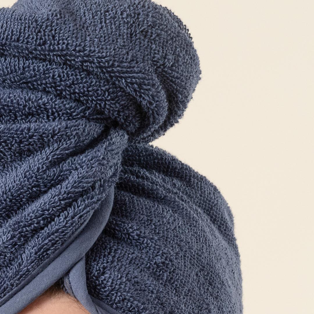 Solıd Bordürlü Pamuk %100 Pamuk Saç Havlusu Standart Beden Lacivert