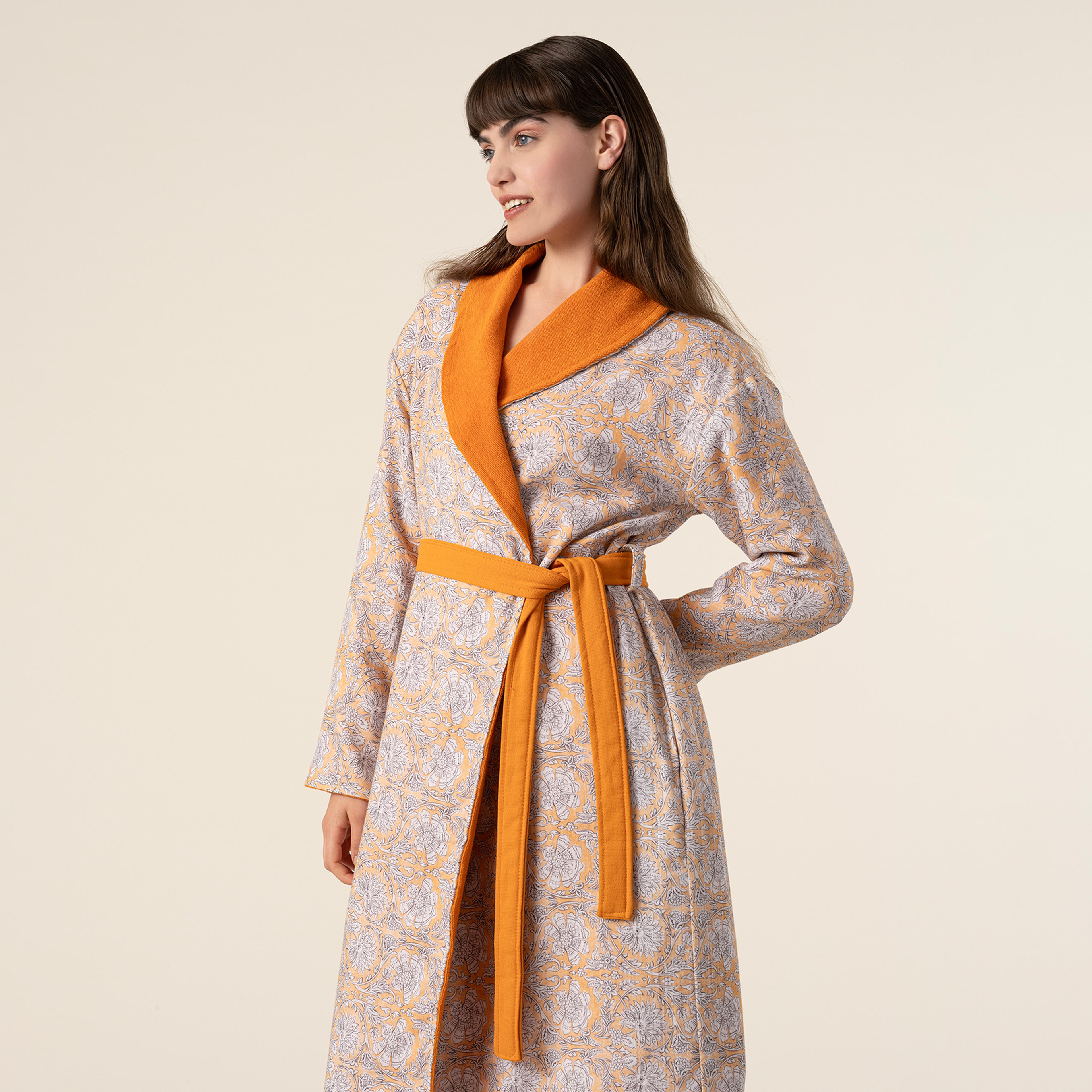 Tabea Şal Yaka Müslin Pamuk %100 Pamuk Bornoz Xlarge Beden Turuncu