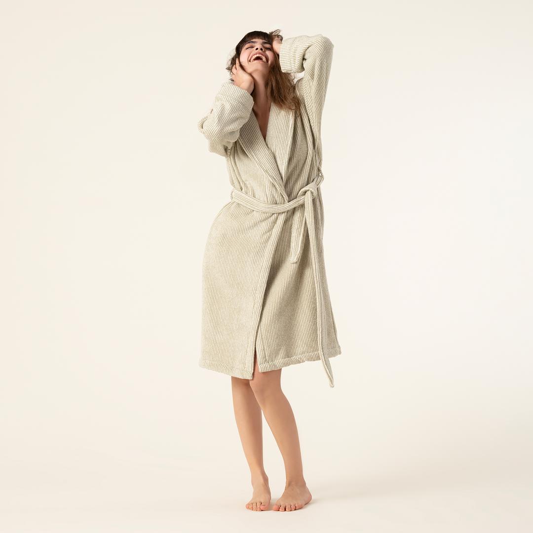 Solıd Natürel - Yeşil Bornoz